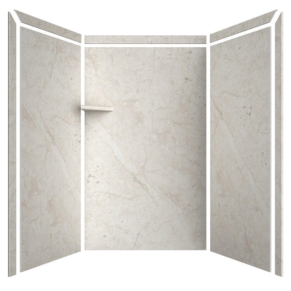 FlexStone Elegance 3 48-in W x 36-in D x 80-in H Botticino Cream 3 ...