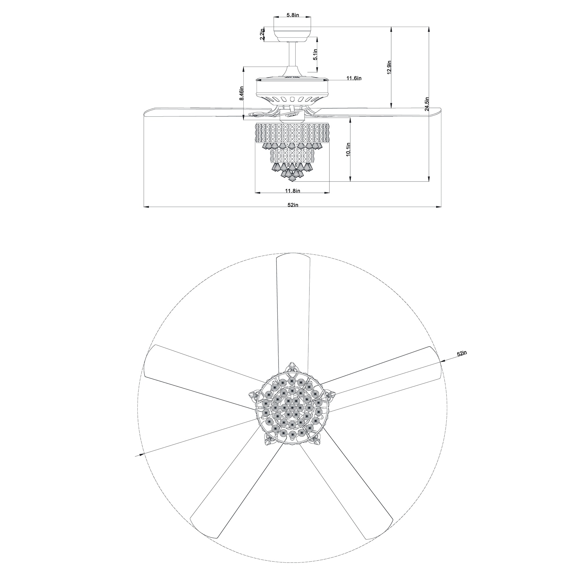 Home Accessories Inc CFL-8342REMO Ceiling-Fans - View #3