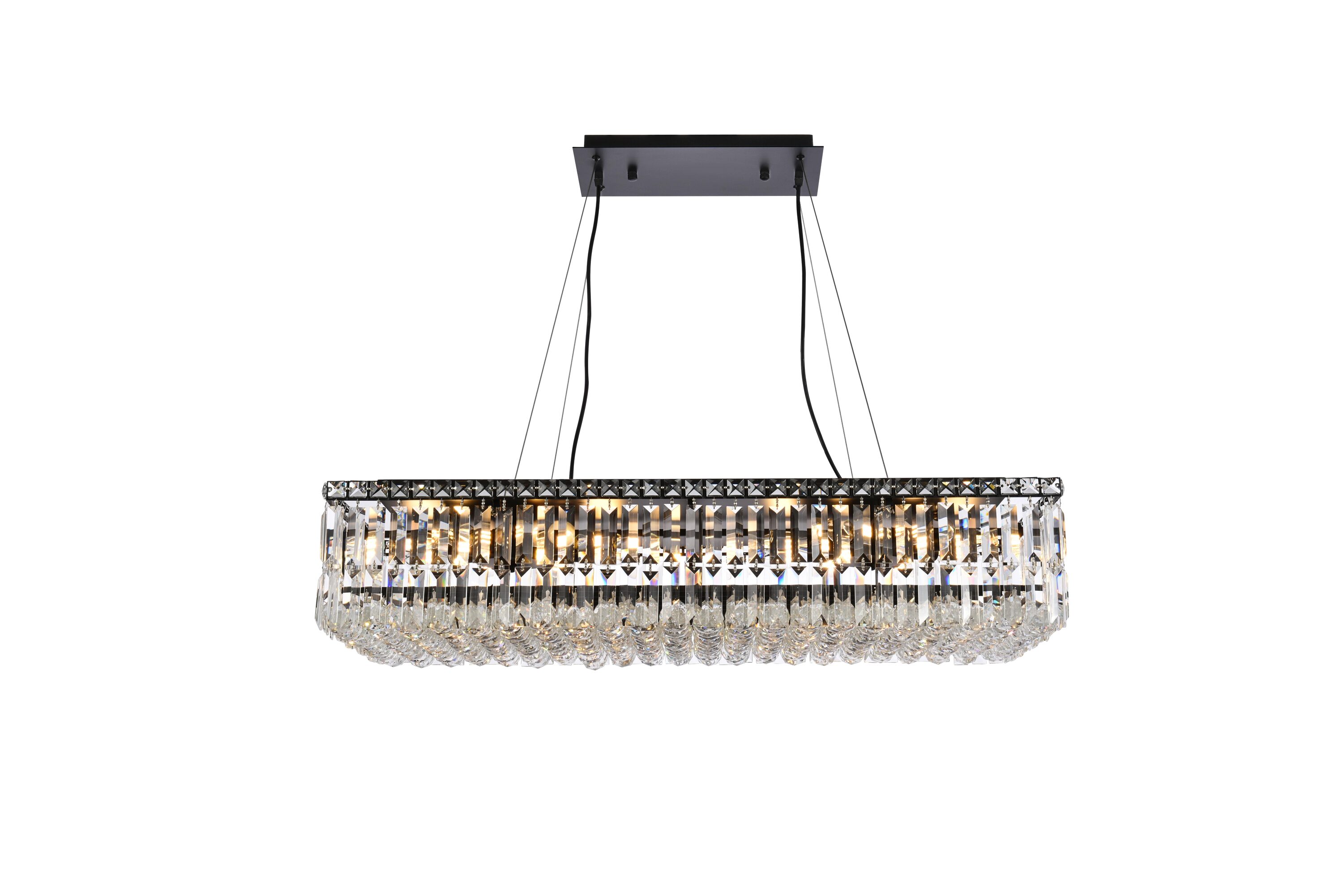 Elegant Decor HFV6102D36BKRC Home Furnishing 16 -Light Black Transitional Crystal For Use in Bathrooms, Bedrooms, Dining Rooms, Foyers, Kitchens, Living Rooms Chandelier