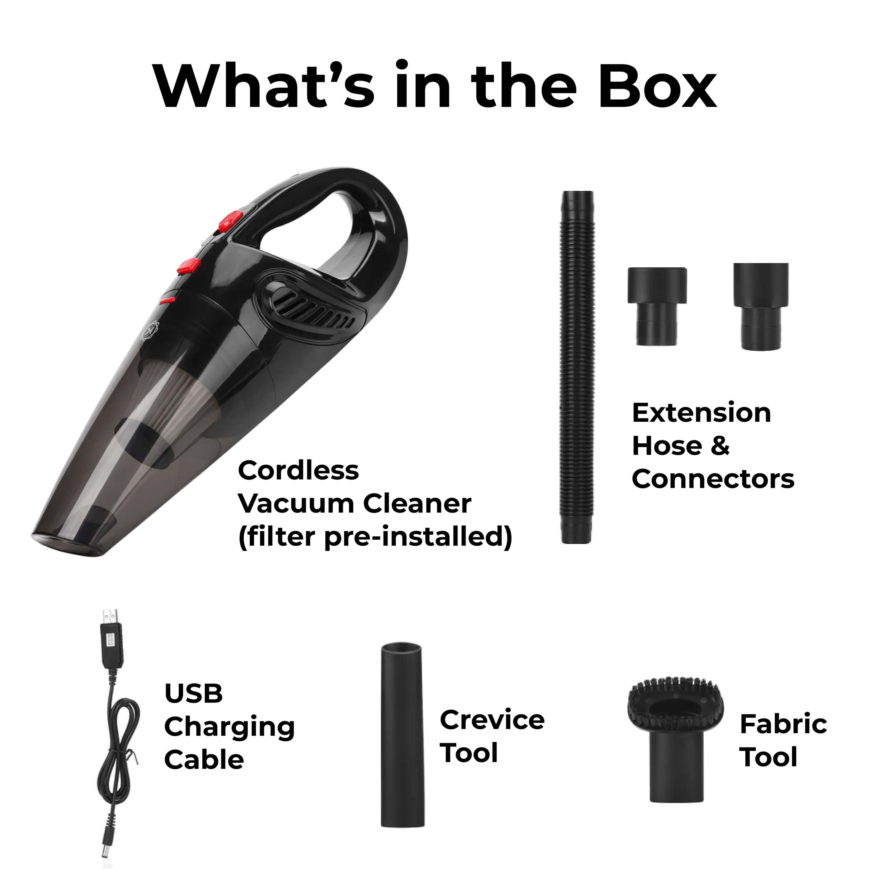 Black Cordless Handheld Vacuum with Washable HEPA Filter