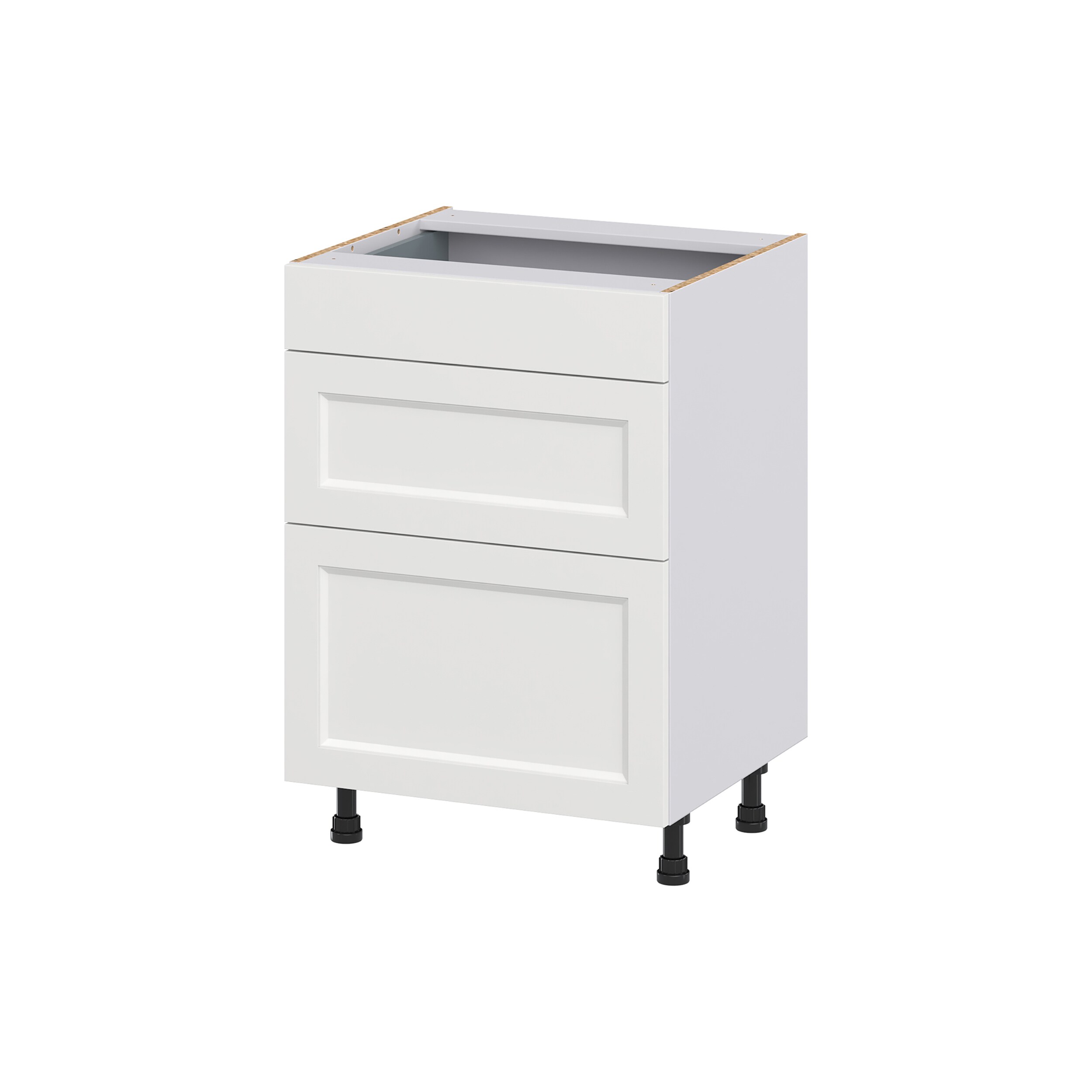 Hugo&Borg DSV3D24-RI Riviera 24-in W x 34.5-in H x 21-in D Bright White 3 -Drawers Drawer Base Fully assembled Cabinet (Recessed Panel Shaker)