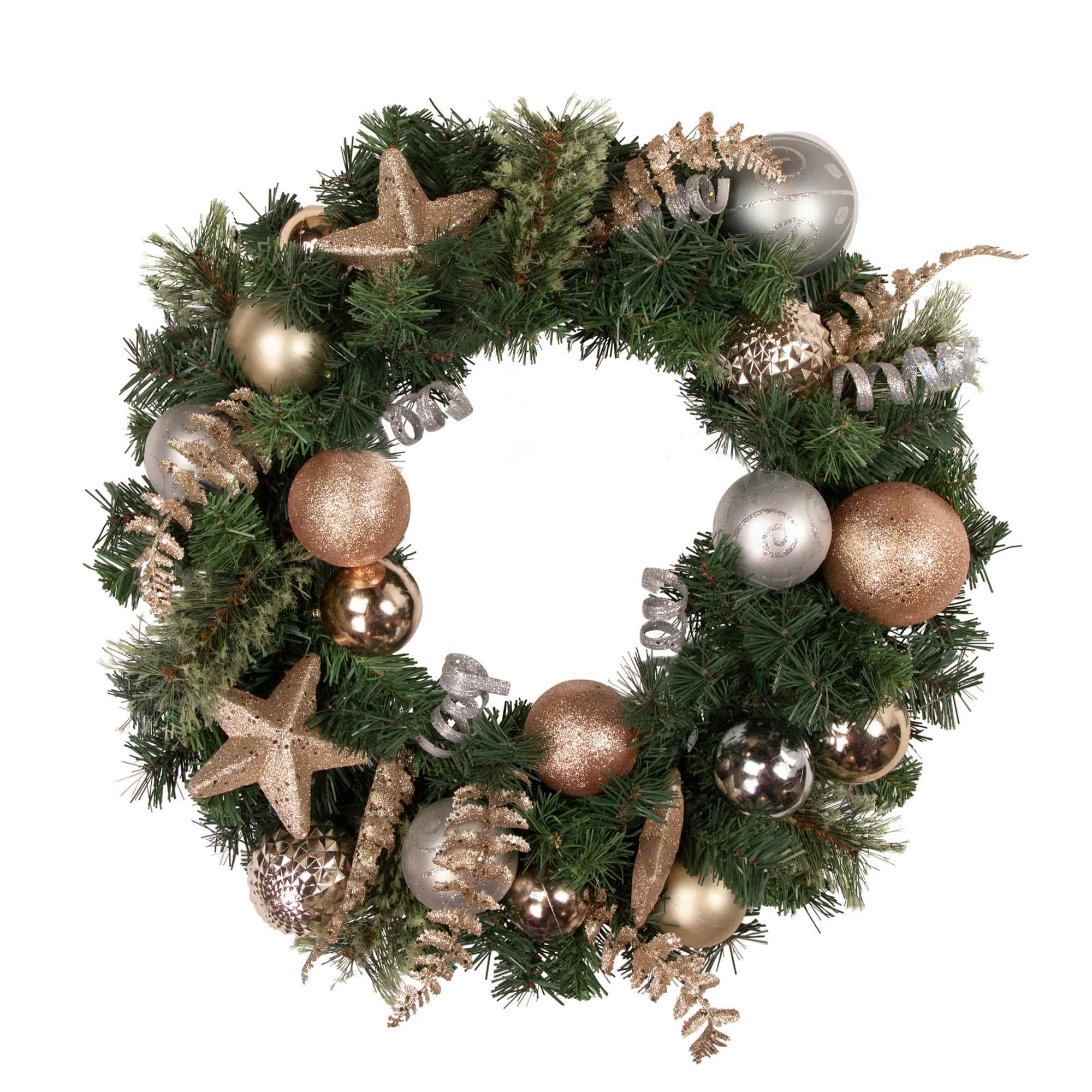 Northlight Pine with Stars and Ornaments Artificial Christmas Wreath - 24 inch - Unlit