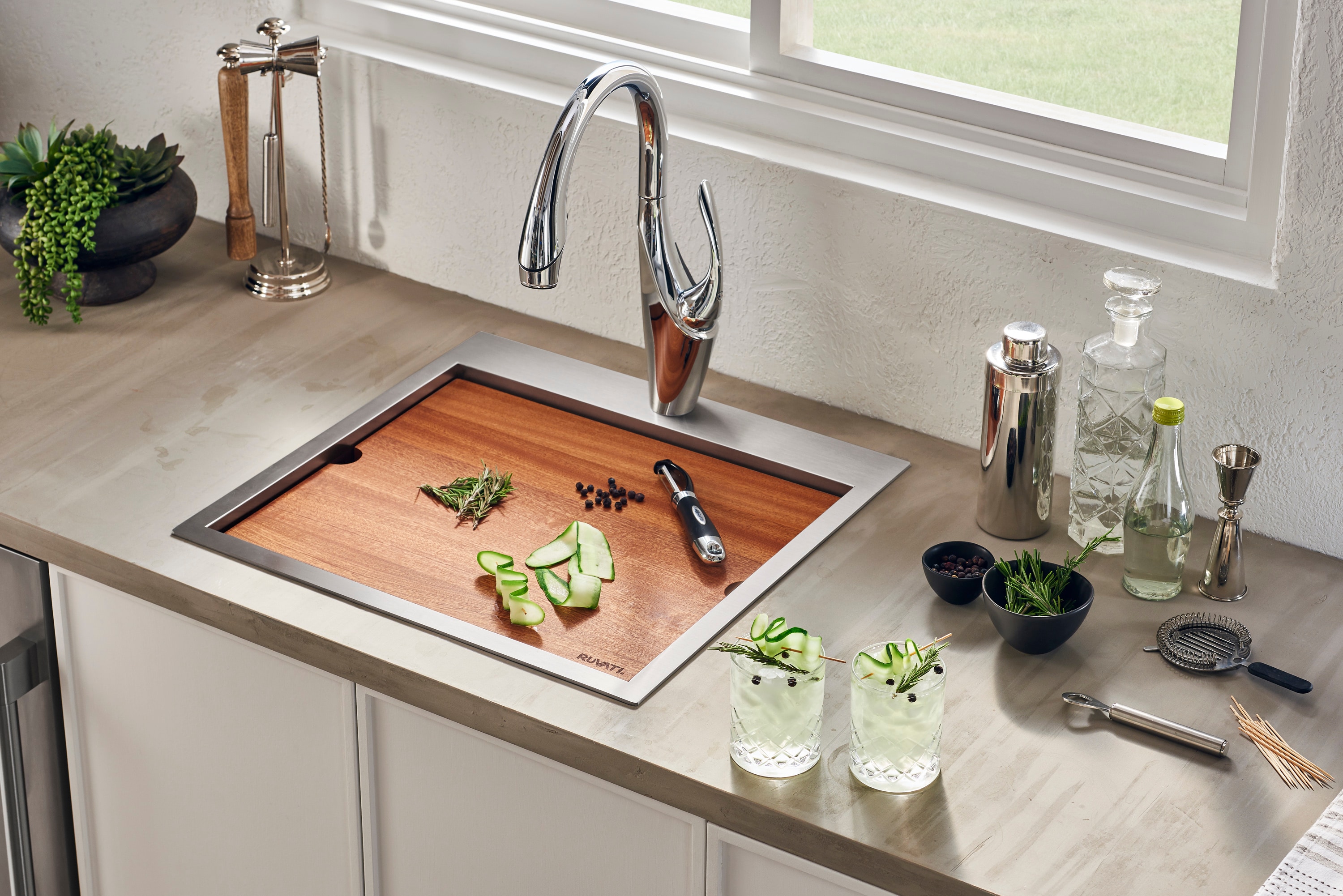 Ruvati Merino Drop-In 21-in x 20-in Stainless Steel Single Bowl Workstation  Kitchen Sink in the Kitchen Sinks department at