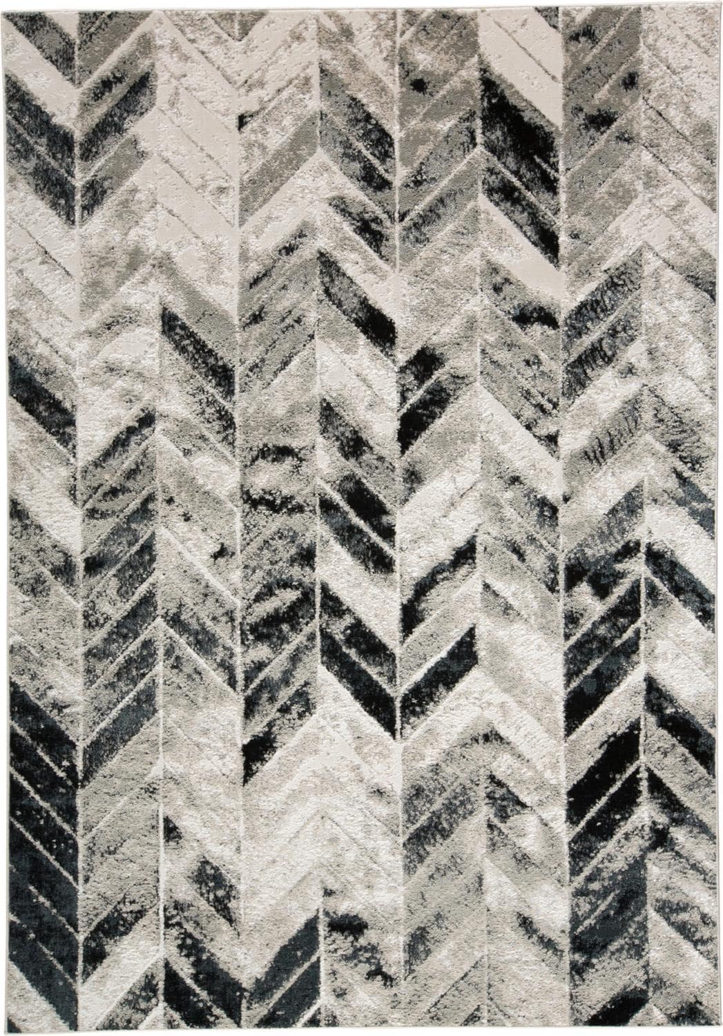 Room Envy 694R3048GRYSLVG22 9 x 12 (ft) Loomed Polyester Black/Gray/Silver Rectangular Indoor Chevron Area rug