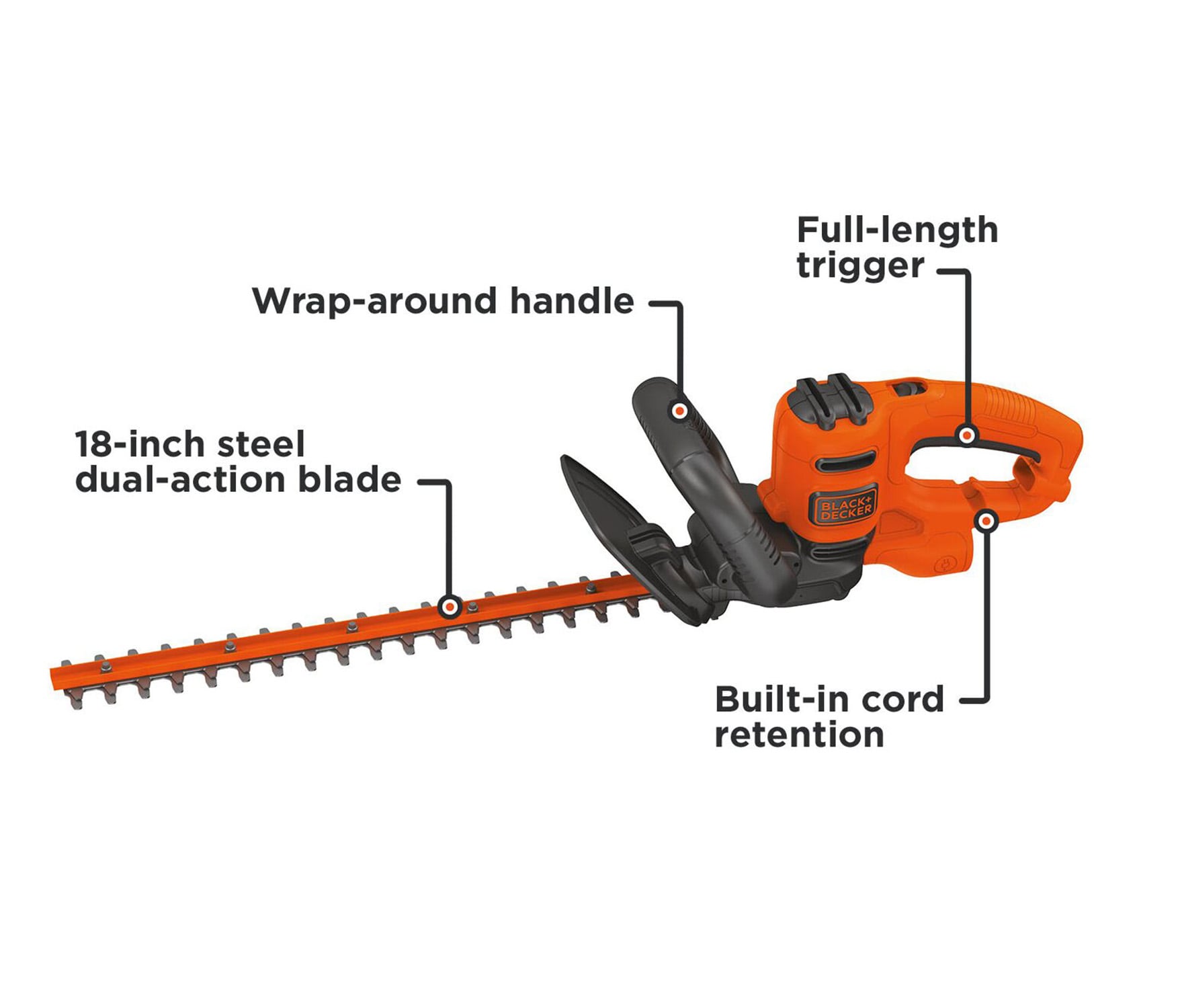 BLACK+DECKER 18-in Corded Electric Hedge Trimmer in the Hedge