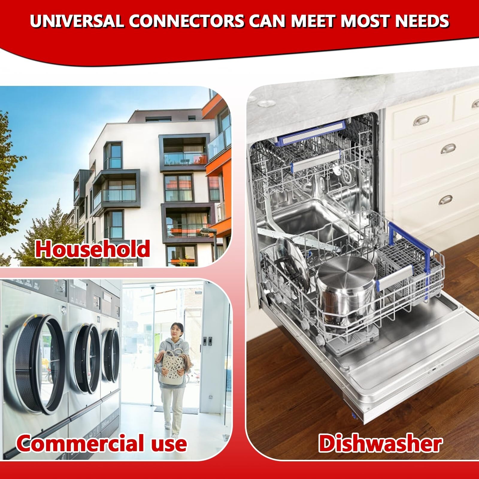 Anqtovp 6FT Rubber Washing Machine Hose 2 Pack Hot and Cold Water ...