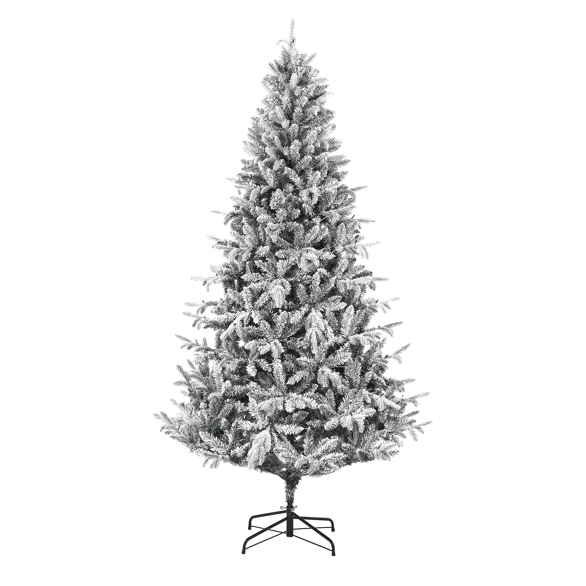 IdealHouse 6FT Full Snow Flocked Pre-Lit Artificial Christmas Tree with Warm White LED Lights Hinged Sections and Collapsible Stand