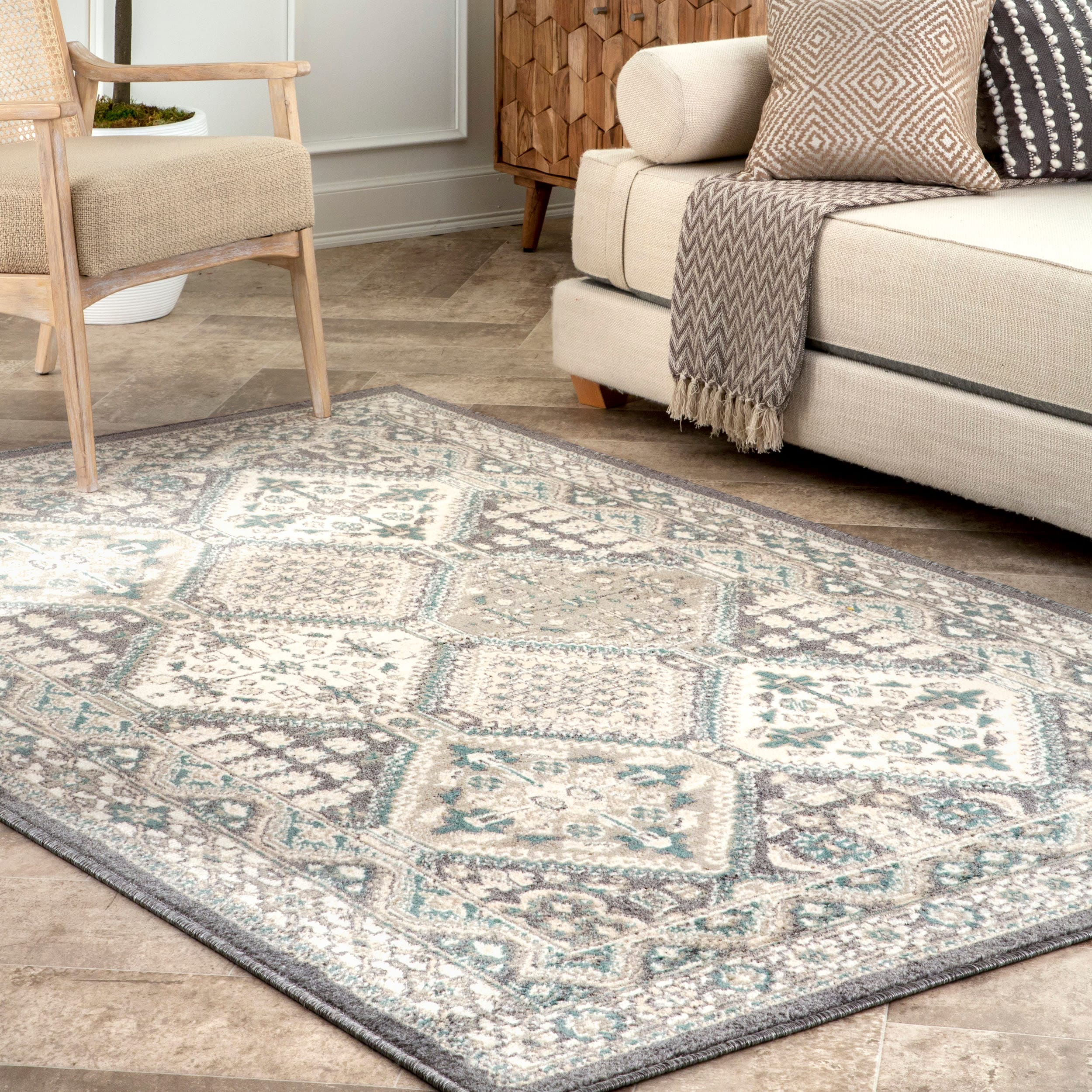 nuLOOM OWMN04D-10014 Manor 10 x 14 (ft) Loomed Polypropylene Charcoal Rectangular Indoor Tribal Area rug