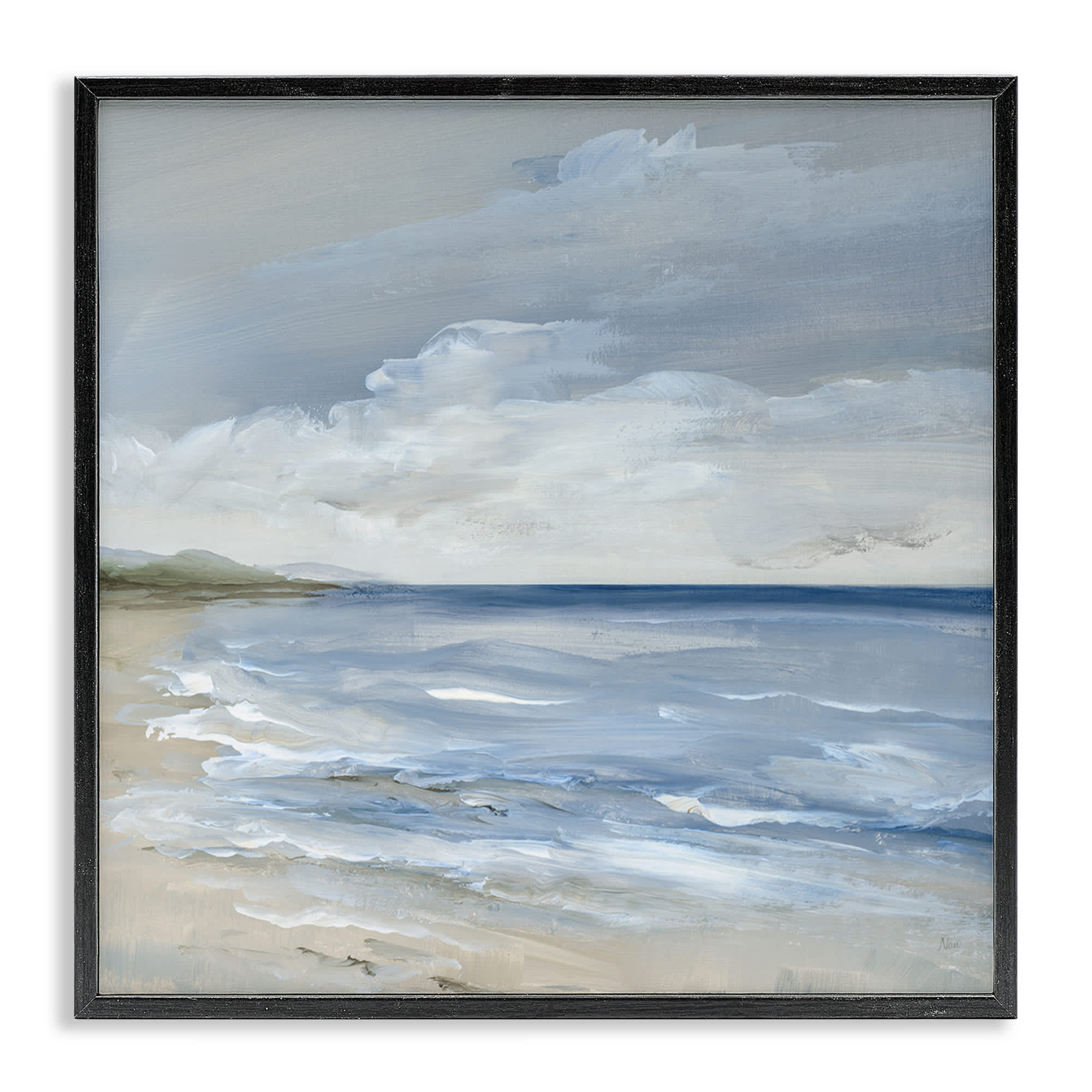 Stupell Industries BS-163-FR-24X24 Stormy Beach Landscape Black Framed Giclee Art By Nan 24 x 24