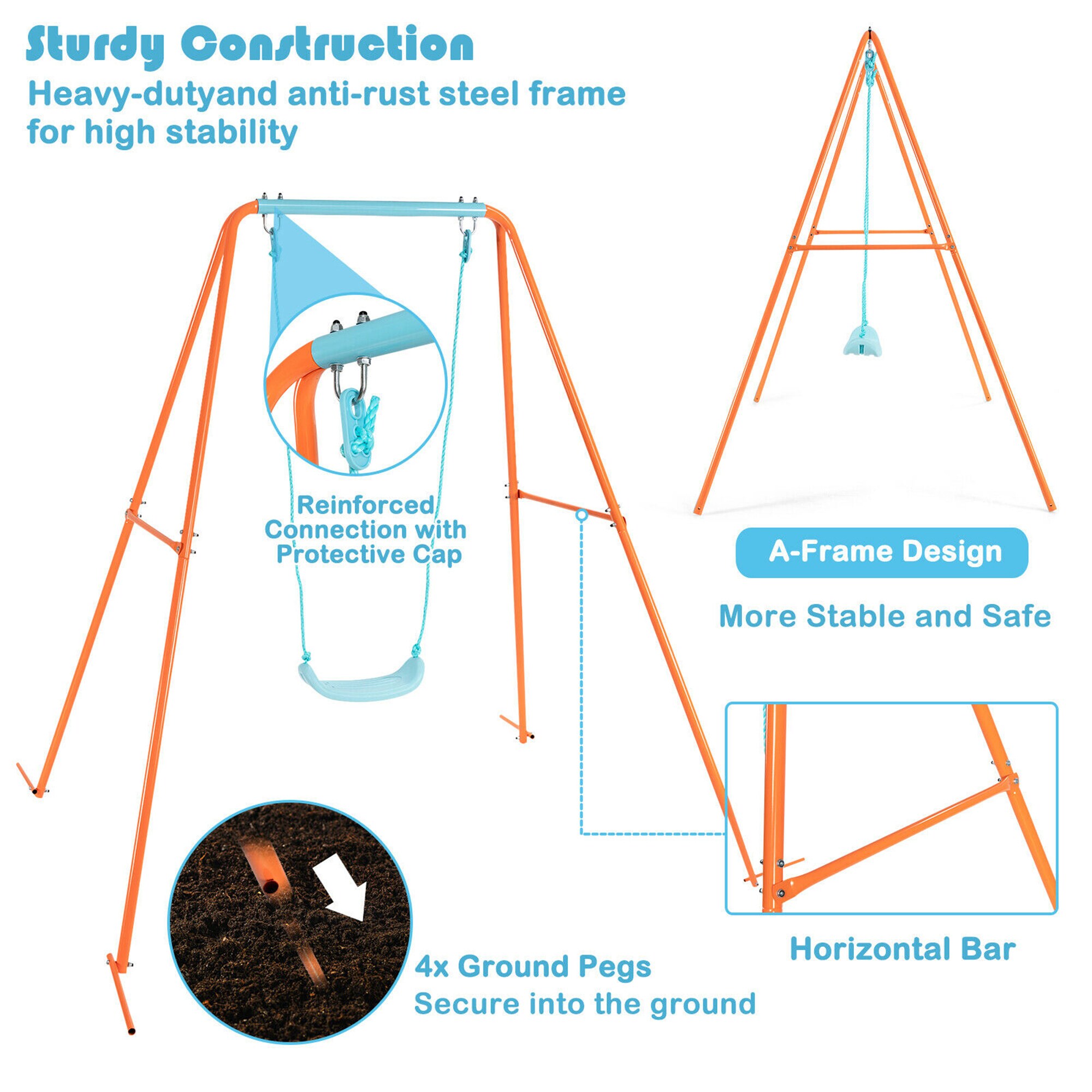 Costway TY327972OR Playset-Swings - View #7