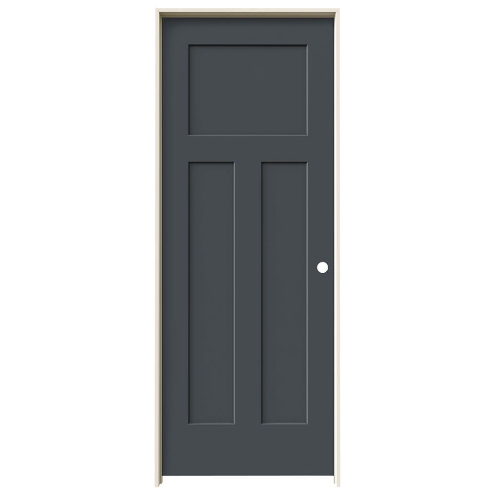 JELD-WEN LOWOLJW137100392 32-in x 80-in Slate Solid Core 3-panel Craftsman Left Hand Smooth Prefinished Molded Composite Flat Jamb Single Prehung Interior Door