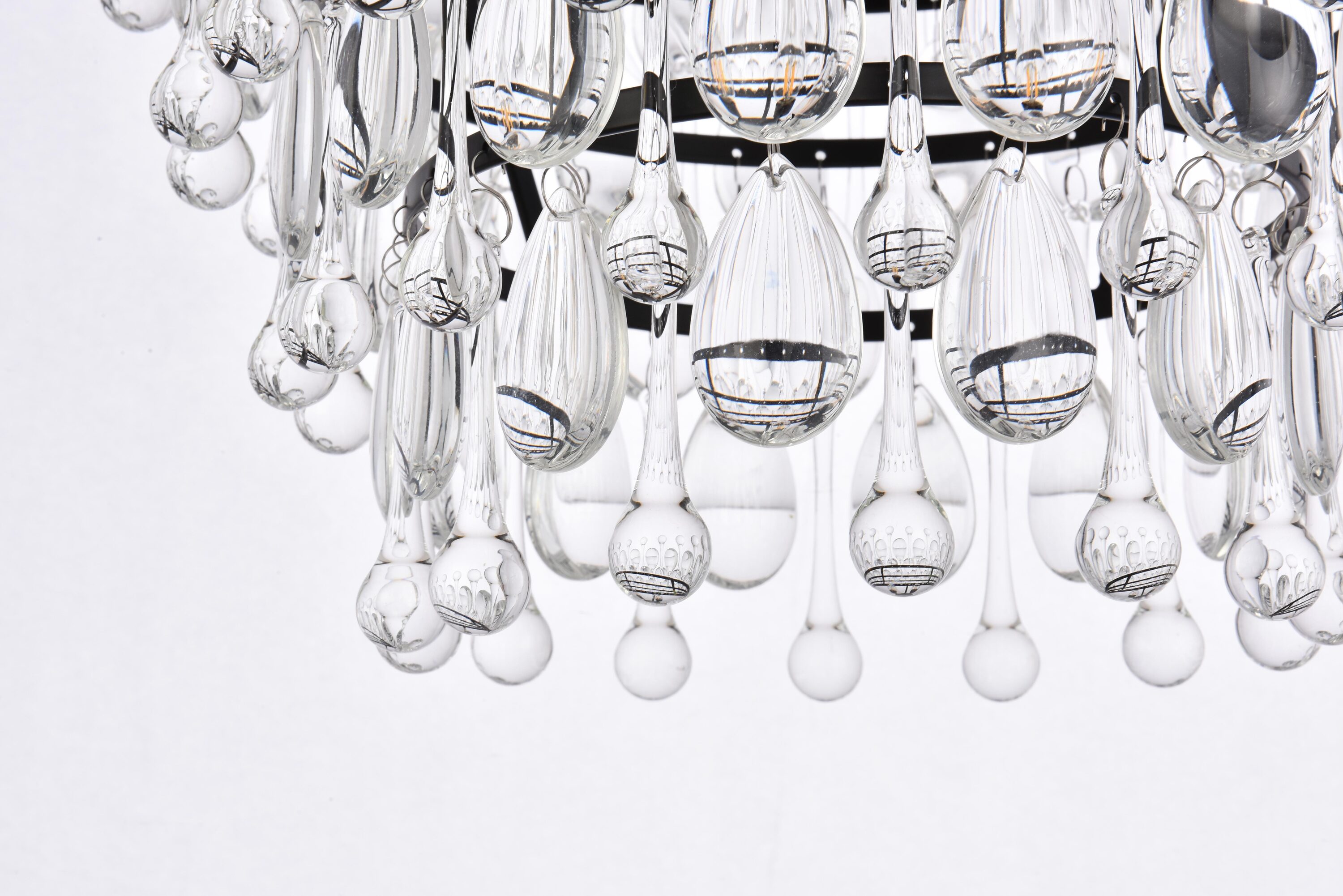 Nordic Black Iron and Crystal 4-Light Pendant Chandelier