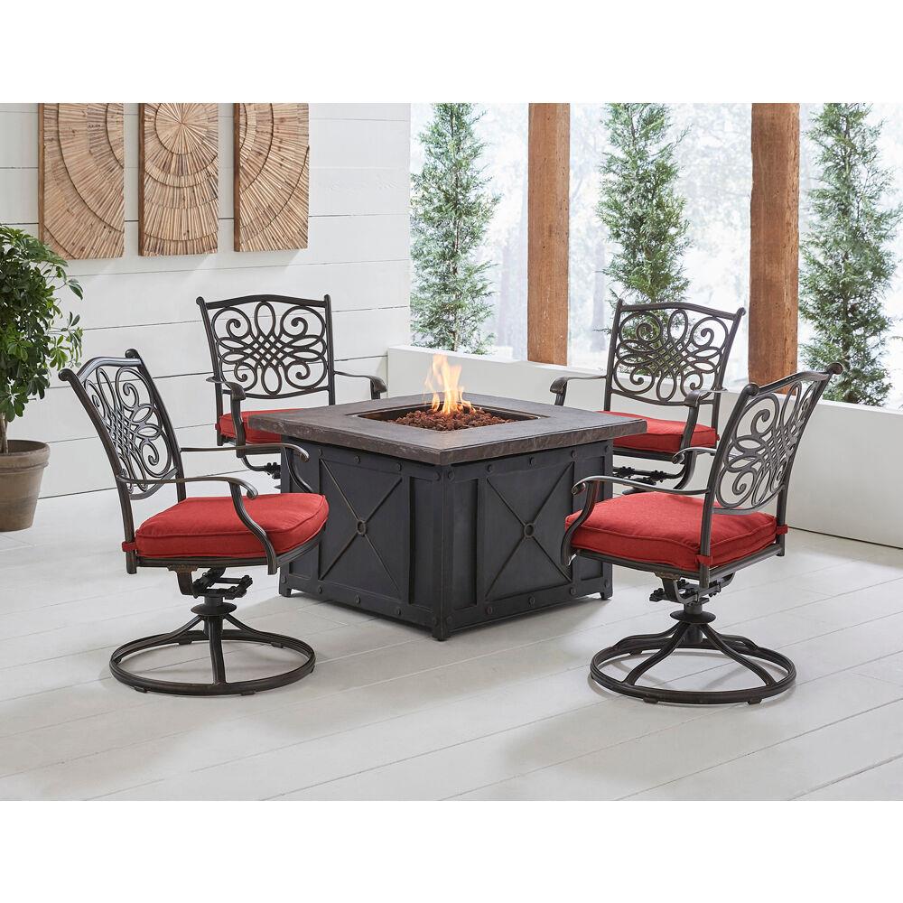 Hanover TRAD5PCDSW4FP-RED Patio-Conversation-Sets - View #10