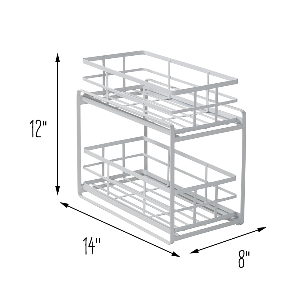 White Steel 2-Tier Sliding Basket Organizer