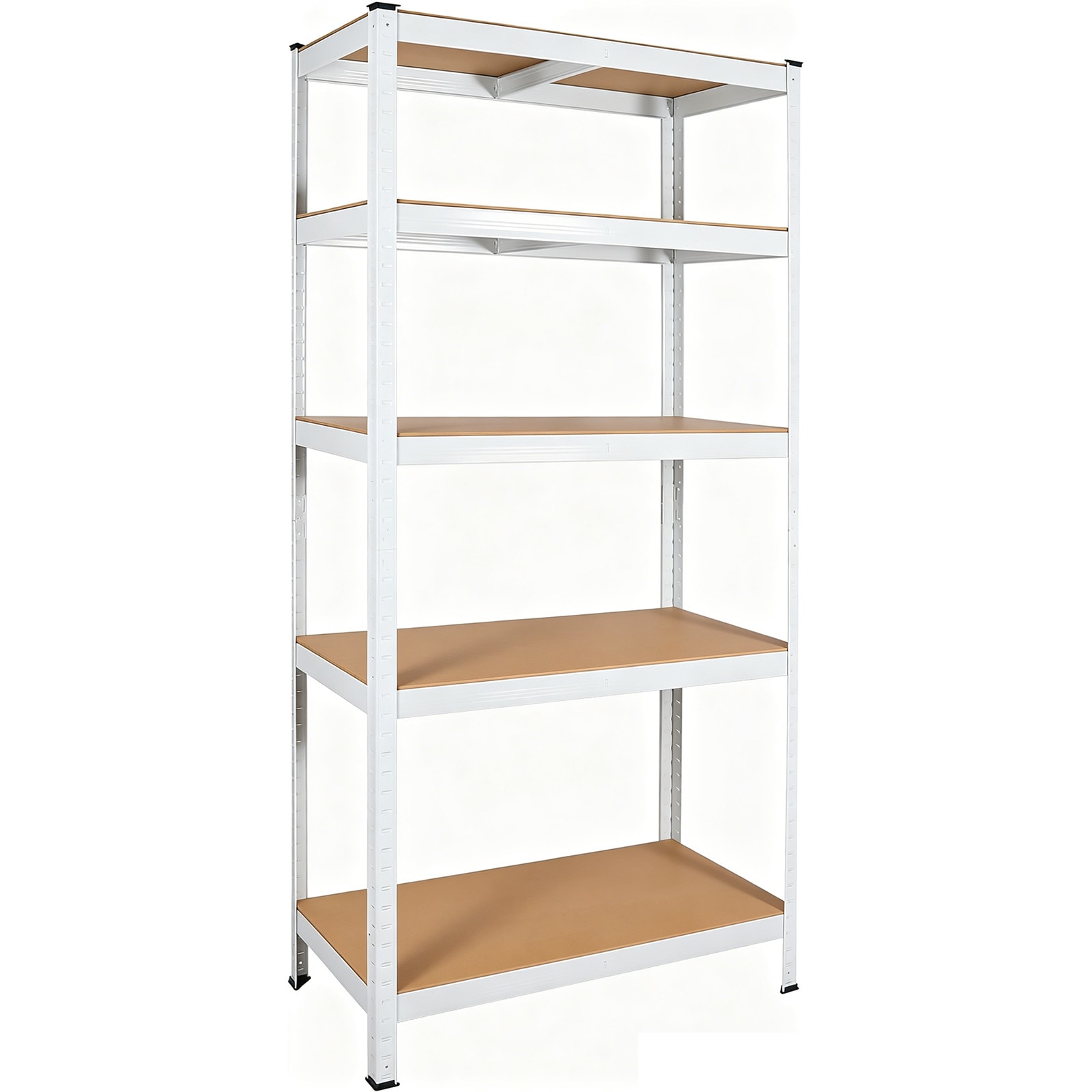 Tatayosi - 5 Tier Laminated White Metal Shelving Unit Adjustable Garage Storage Utility Rack Heav...