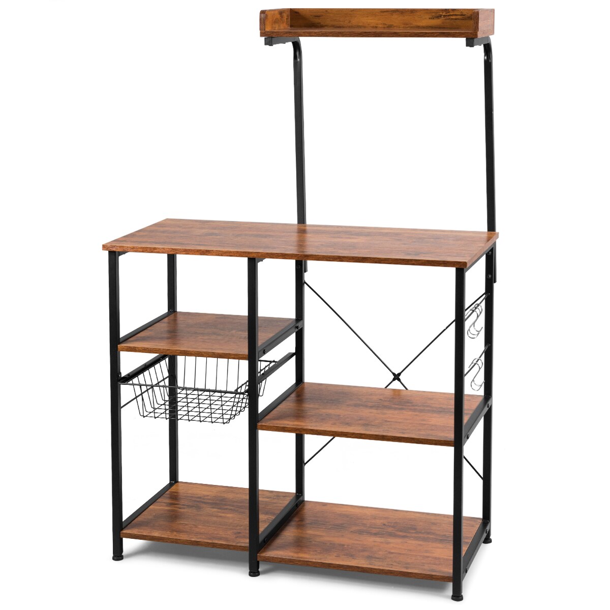 Costway Contemporary/Modern Brown Metal Bakers Rack In The Dining ...