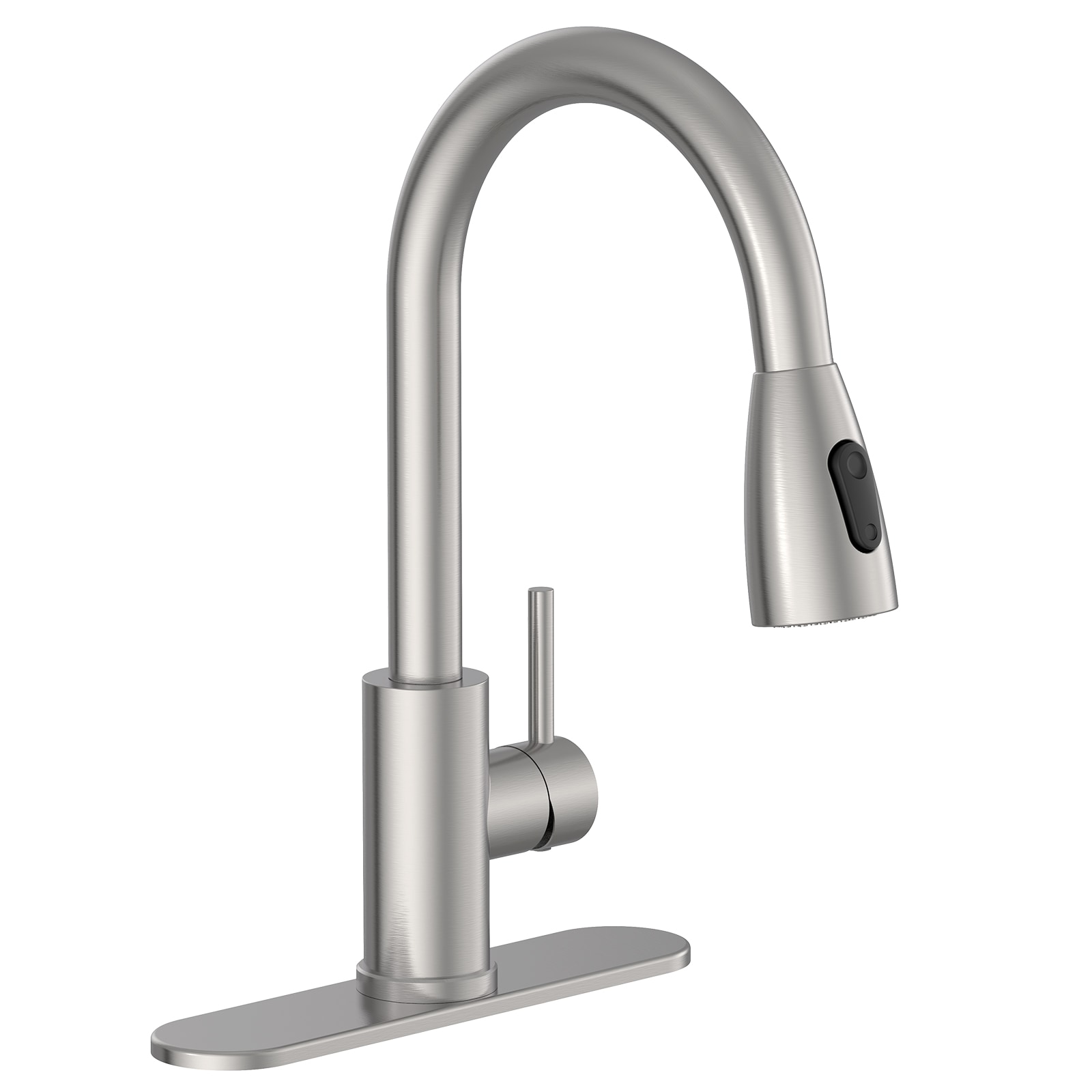 DFI Nickel Single Handle Deck-mount Filtered Kitchen Faucet with Sprayer (Includes Deck Plate)