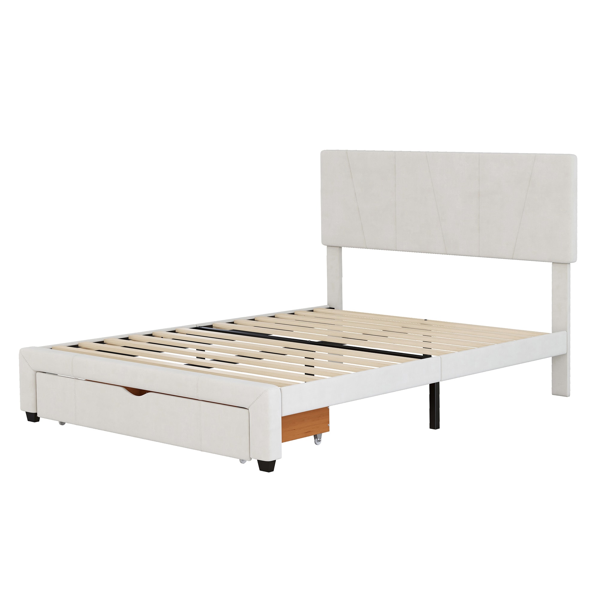 CASAINC WM-WF212826AAE White Twin Wood Platform Bed with Storage