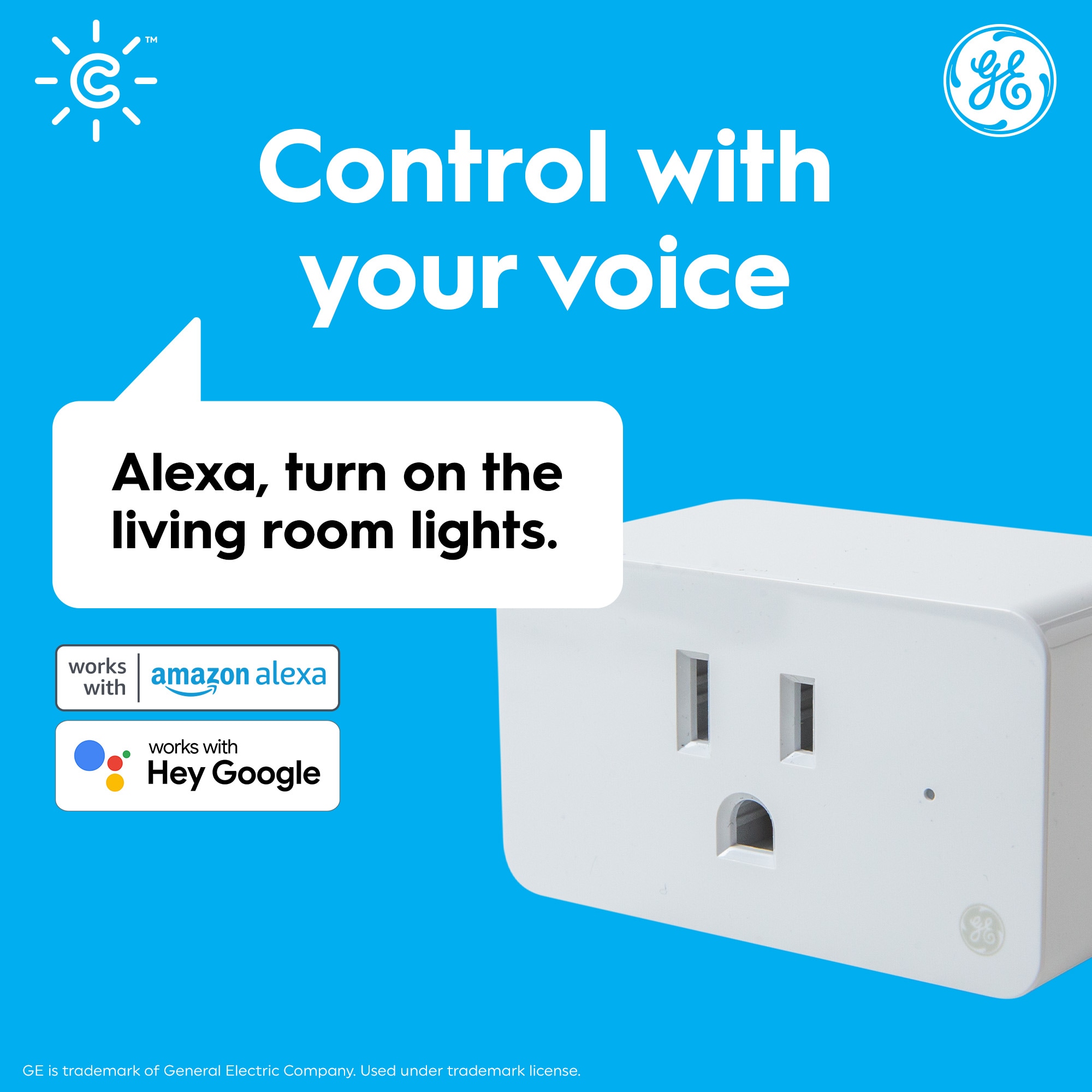 GE Cync Indoor Smart Plug, Bluetooth and Wi-Fi Smart Outlet Socket, Compatible