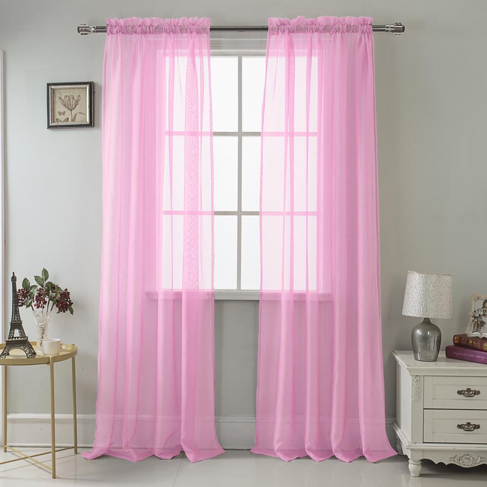 Rt Designers Collection 90-in Pink Polyester Sheer Rod Pocket Single 