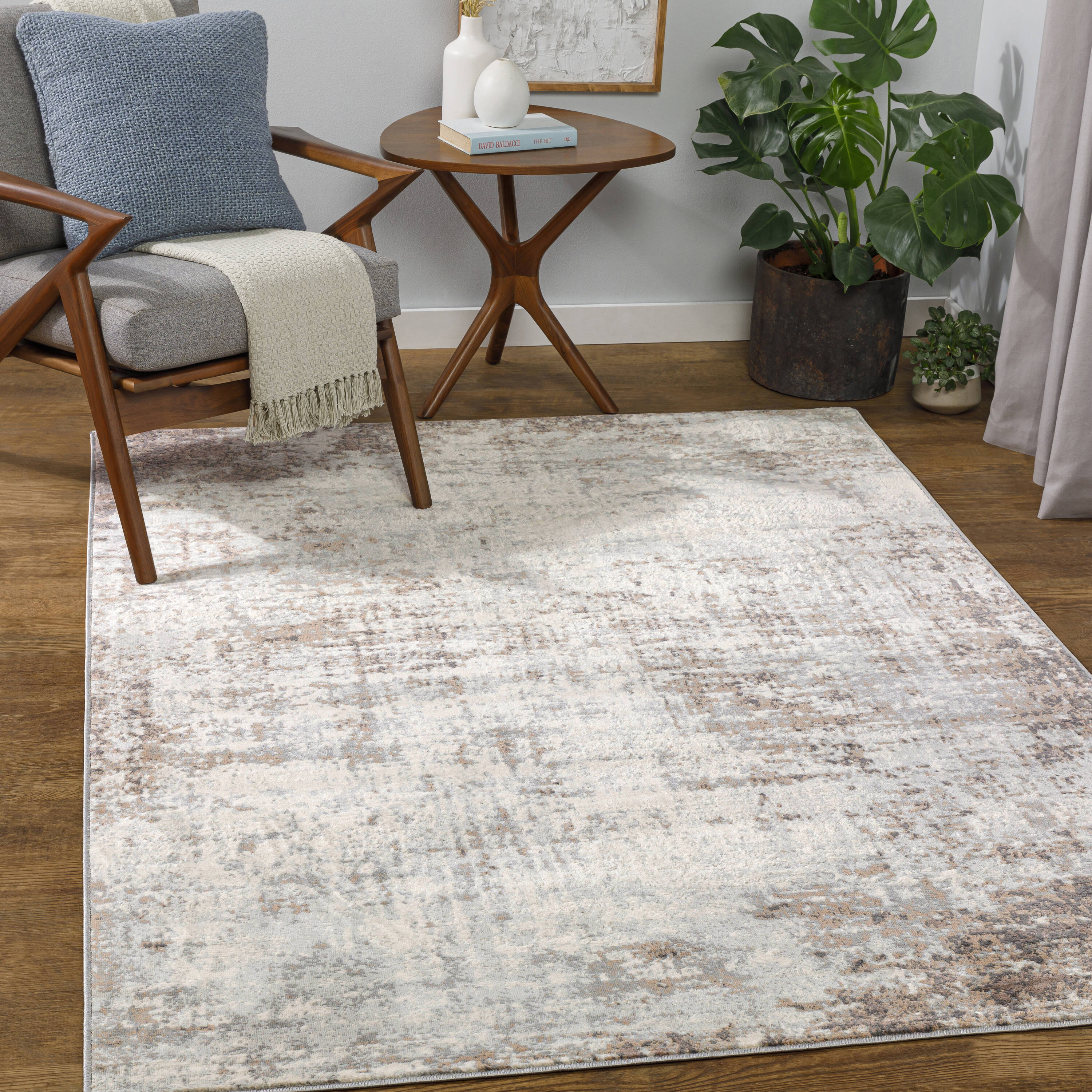 Livabliss ROM2395-23 Roma Loomed Polypropylene Charcoal, Medium Brown, Gray, Light Gray, Off-White Rectangular Indoor Abstract Area rug