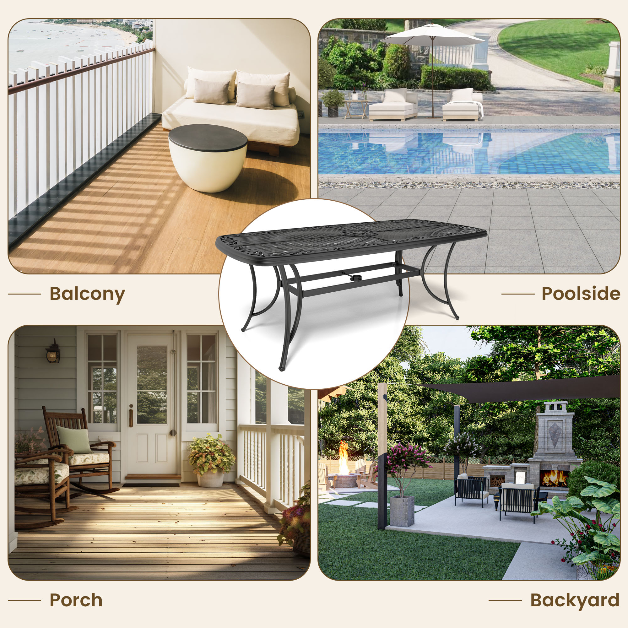 Clihome CLOD056415FF Patio-Tables - View #9