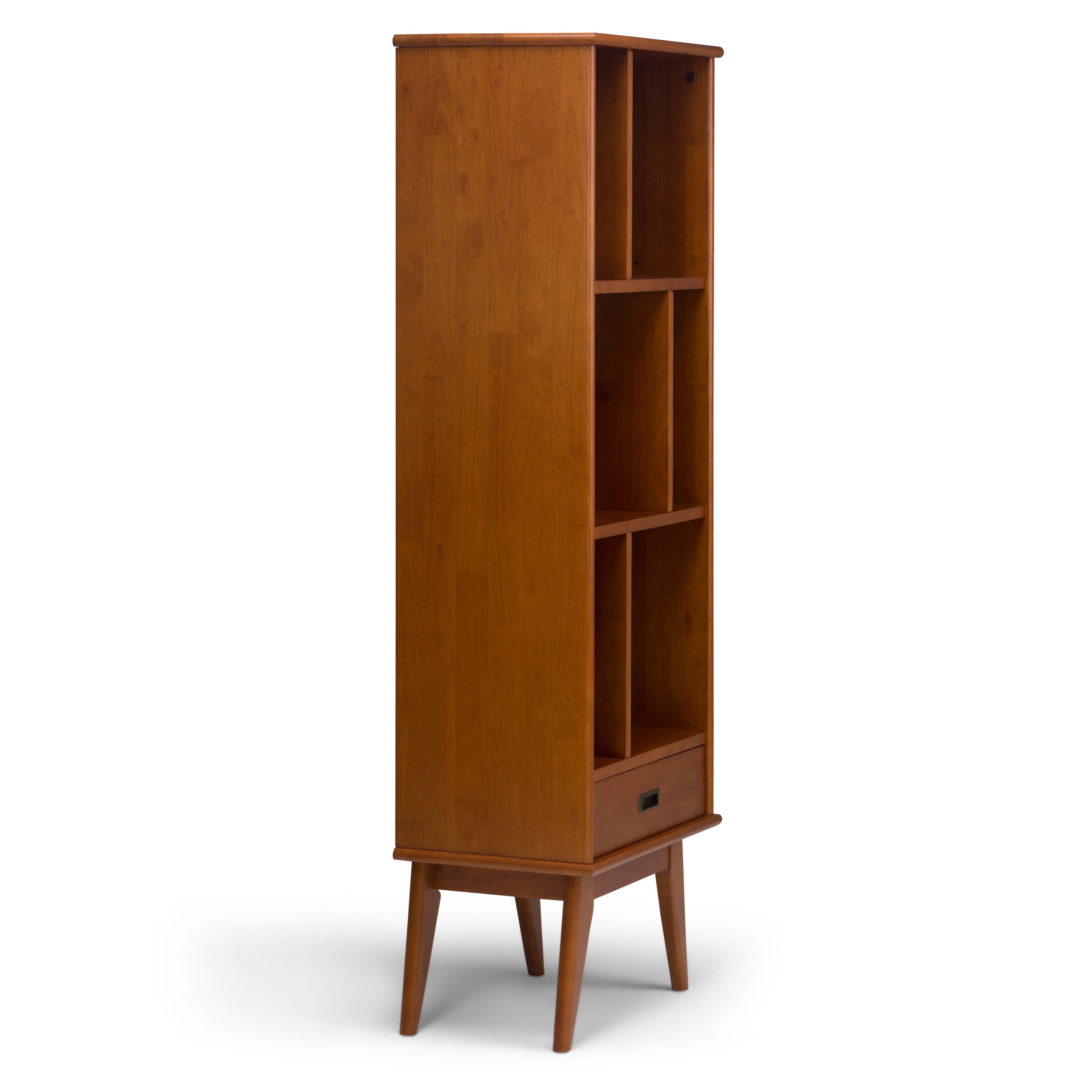 Simpli Home Amherst 5-Shelf Solid Wood Bookcase in Russet Brown