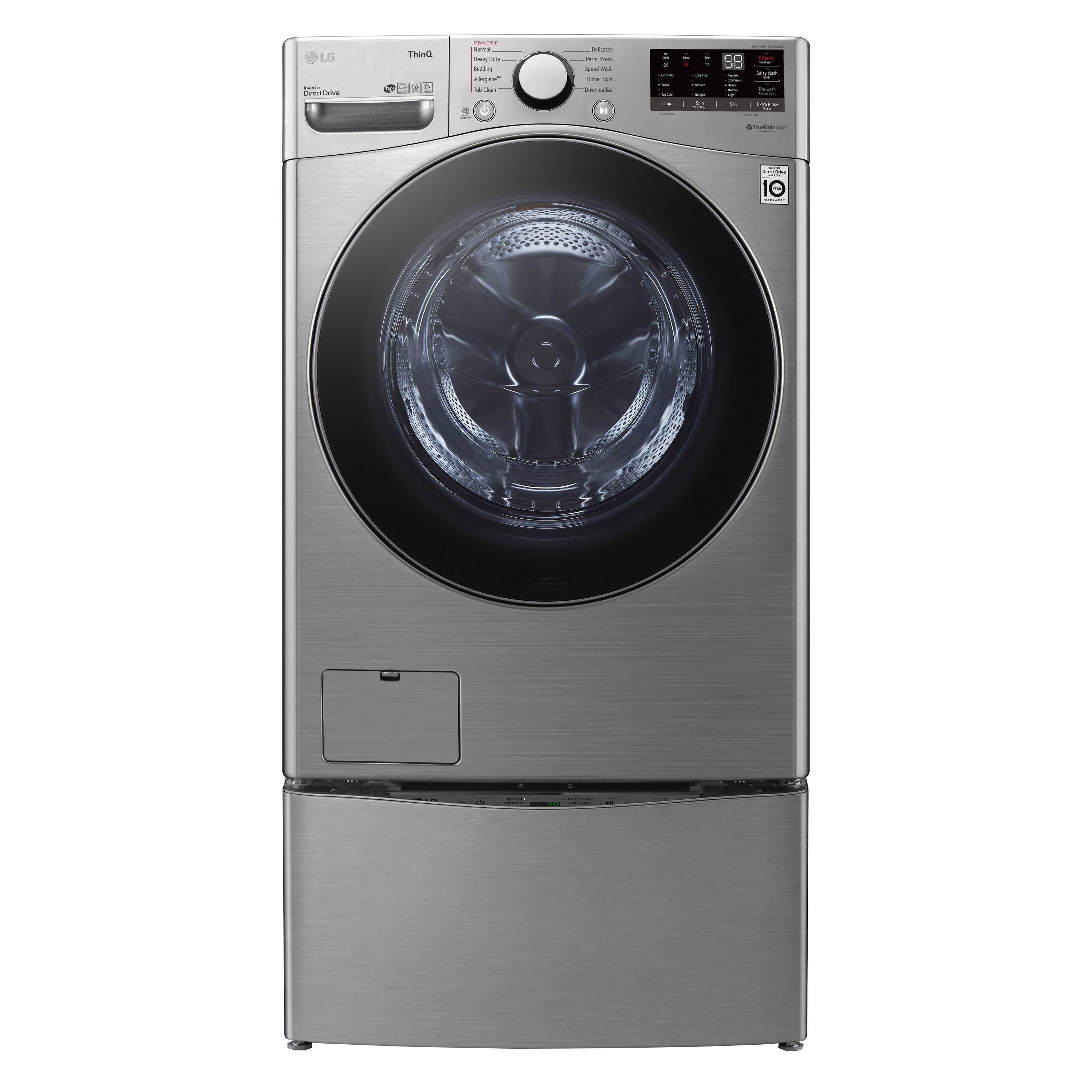 LG 4.5-cu ft High Efficiency Stackable Steam Cycle Smart Front 