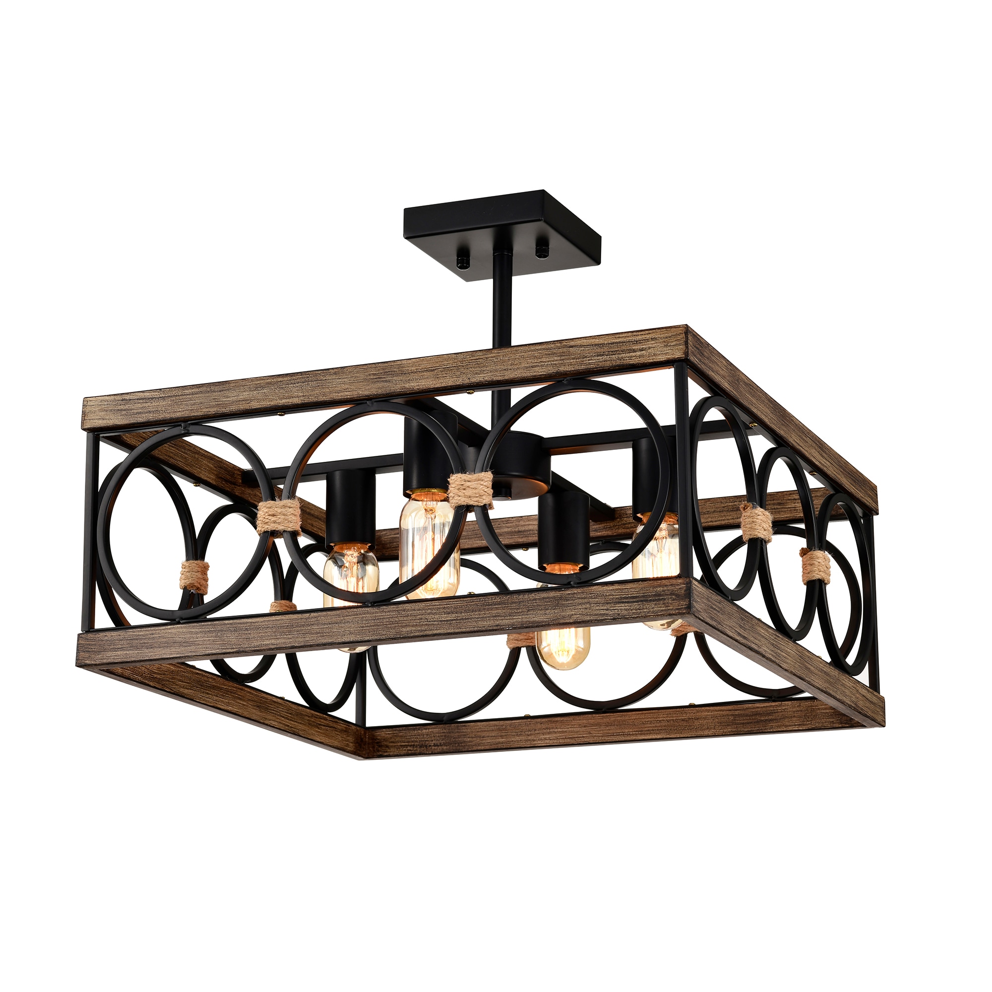 Bybafun YB5800006 4 -Light 18.6-in Black Integrated LED Flush Mount Light