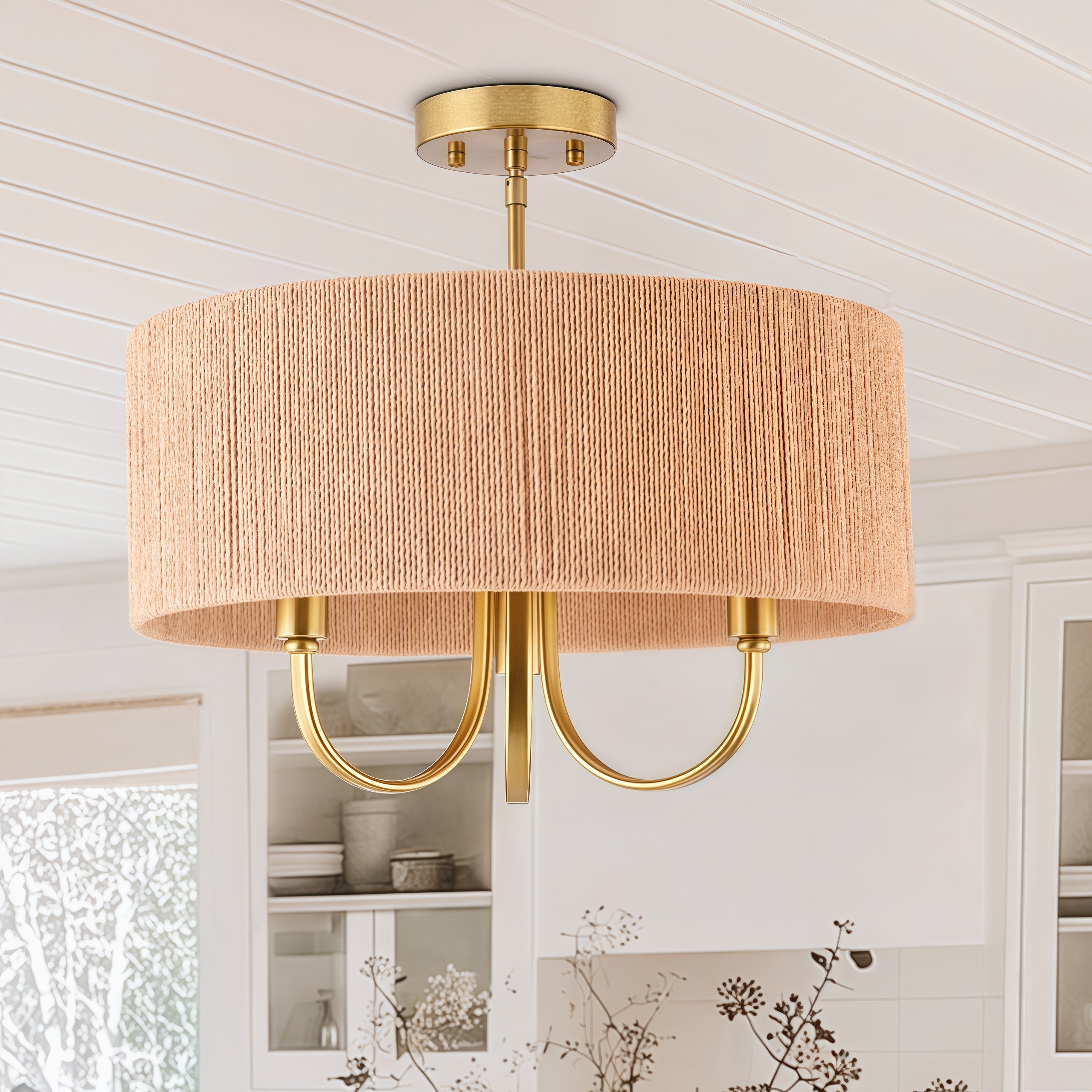 Maxax 9002-3WD Collision 3 -Light 17.71-in Brass Semi Flush Mount Light