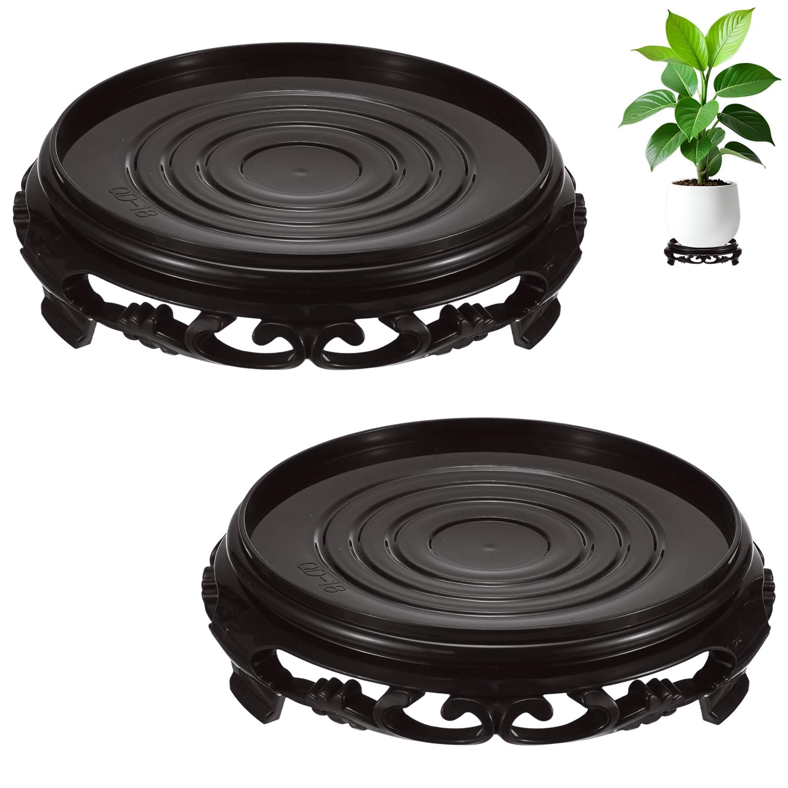 Misopily  2-Pack Plant Stand for Inside Pots Plastic Plant Riser for Vase Fishbowl Flower Pot Redwood Base Vintage Display Rack Decor Dark Brown