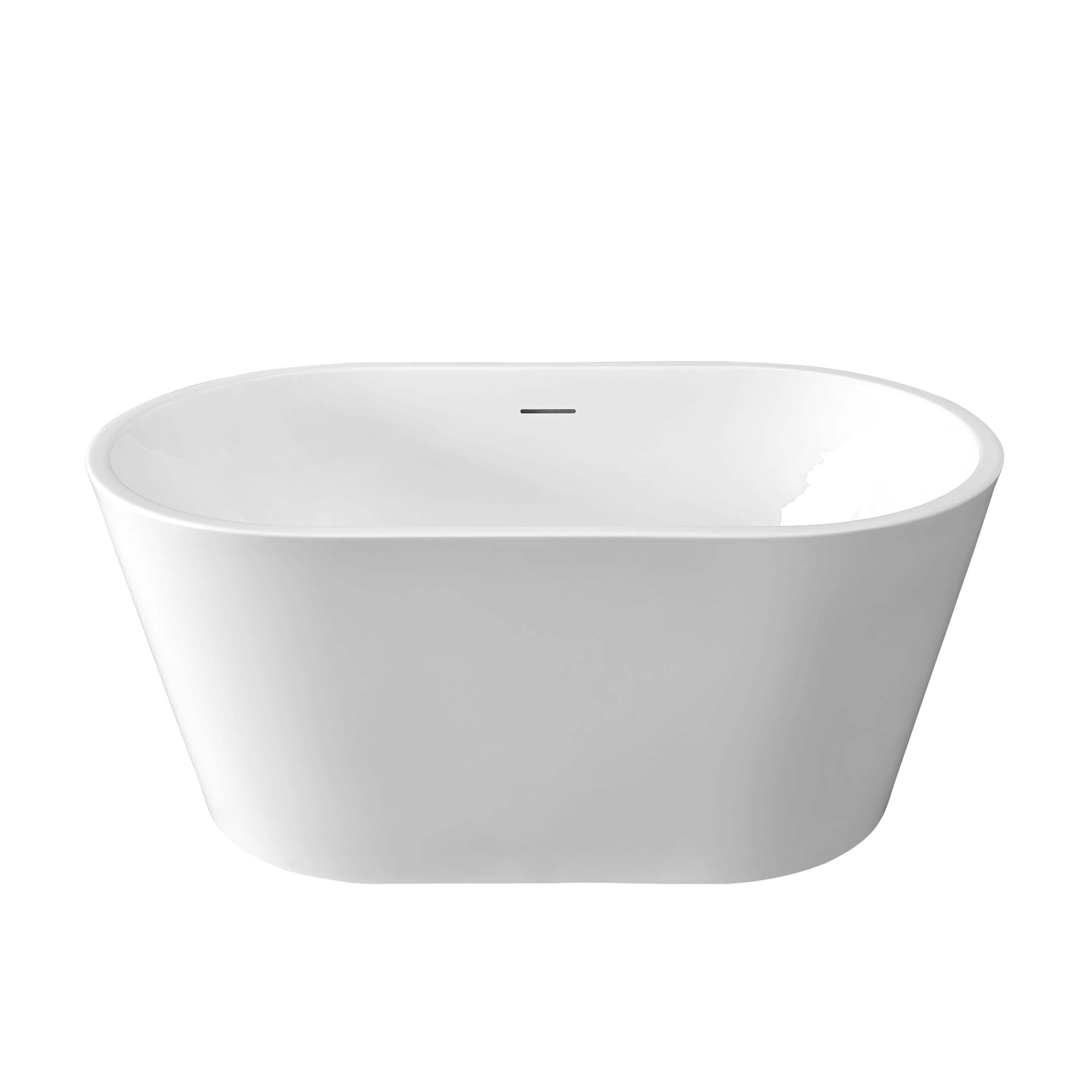 Vanity Art Bordeaux 28.5-in x 51-in White/Integrated Overflow Acrylic Oval Freestanding Soaking Bathtub with Drain ( Center Drain )