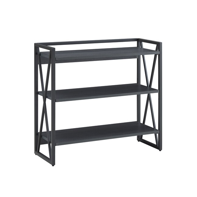 Leick Home Design House Furniture Gray, Black Metal 3 Shelf Bookcase