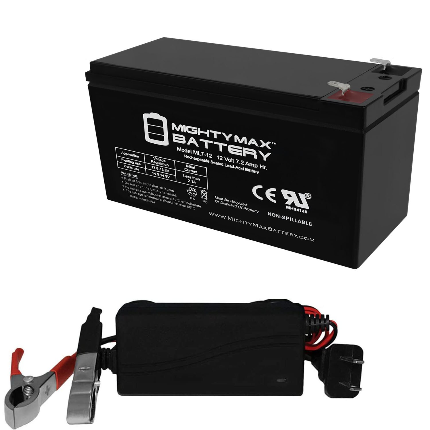 Mighty Max Battery ML7-12CHRGR Rechargeable Sealed Lead Acid 1270 Backup Power Batteries
