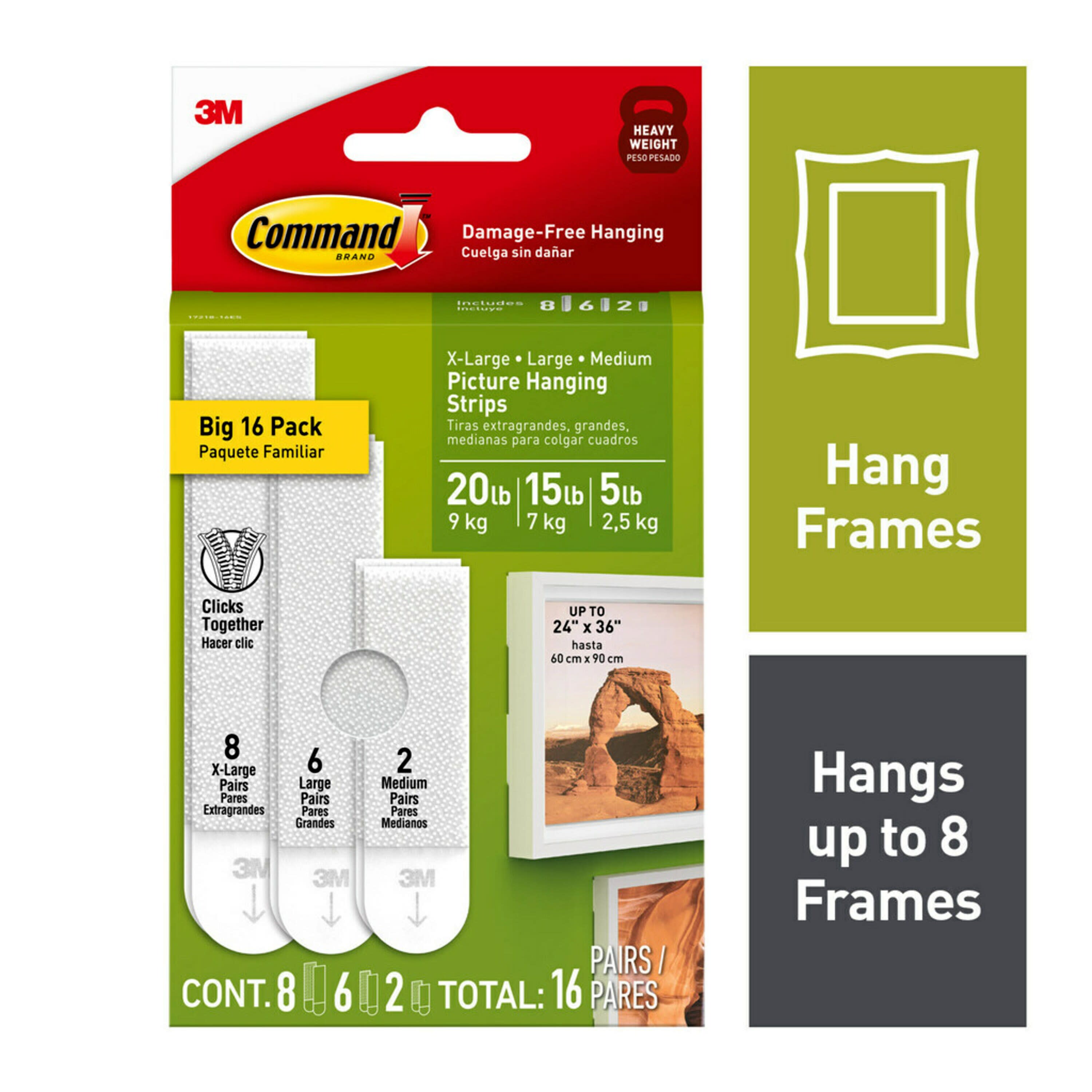 Command Large Picture Hanging Strips, 8 Strips