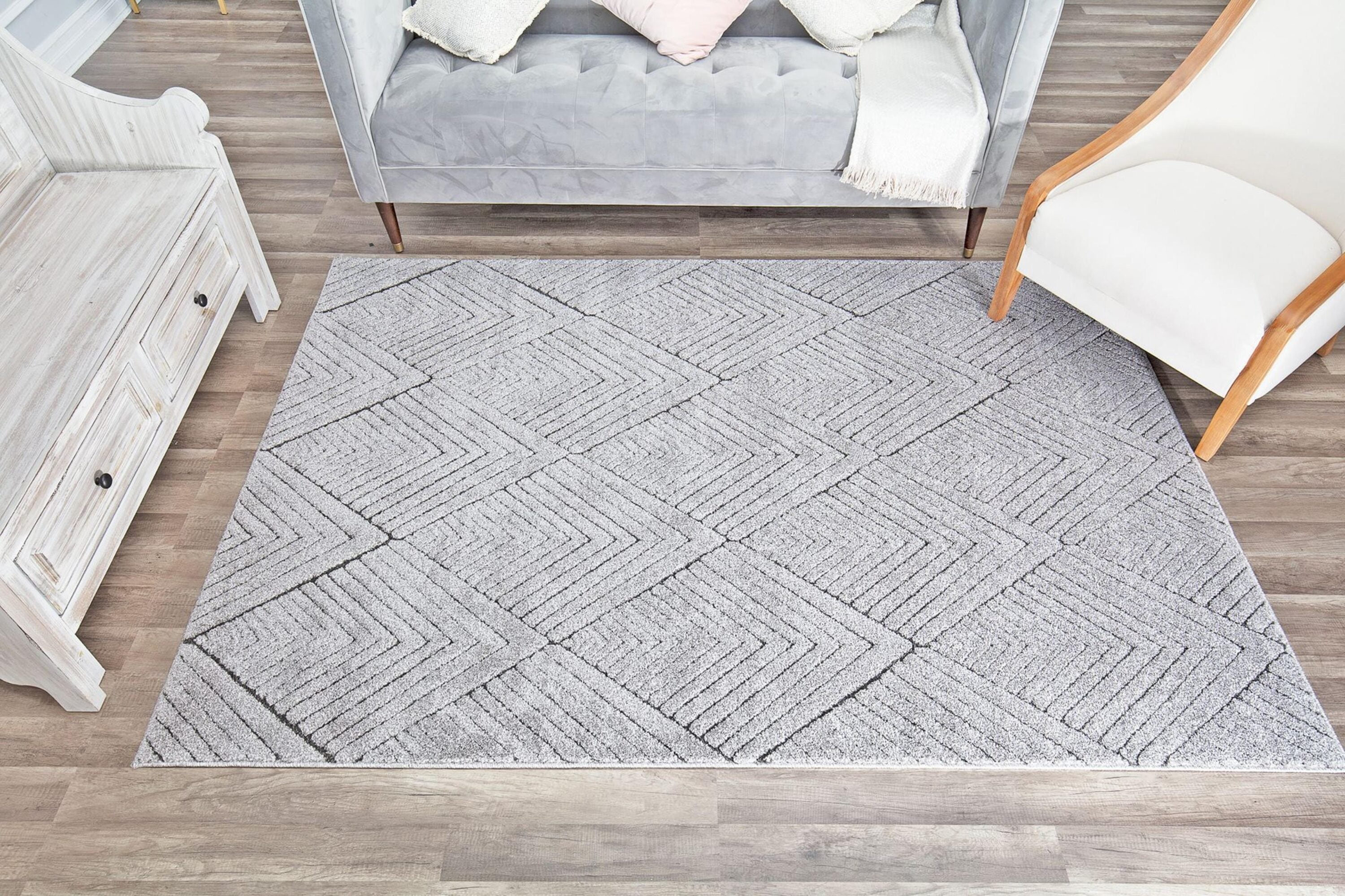Rugs America 30789 Cadence 6 x 9 (ft) Loomed Polypropylene Soapstone Rectangular Indoor Geometric Area rug