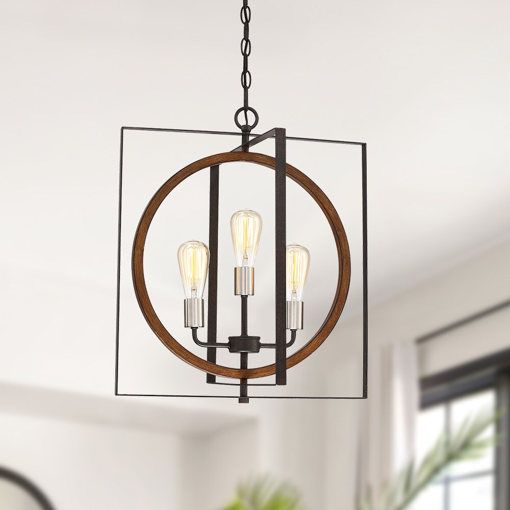 True Fine TD10009C Contrast 3 -Light Distressed Bronze Rustic Cage For Use in Bedrooms, Dining Rooms, Kitchens, Living Rooms Chandelier