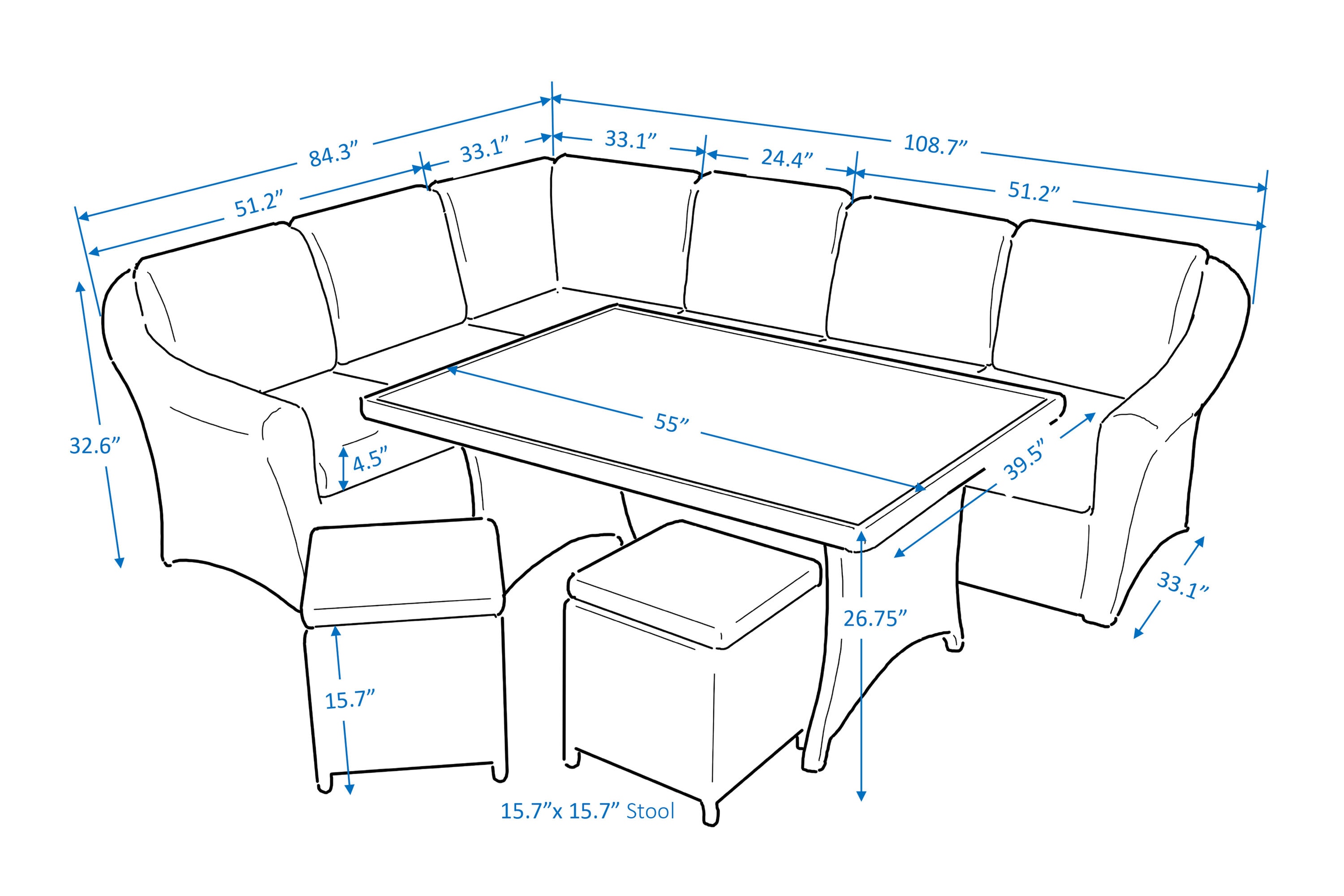 Leisure Made 515562-BLU Patio-Sofas-Daybeds - View #7
