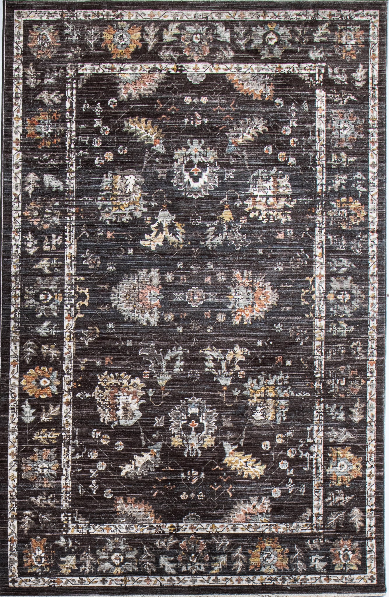 Bashian 649652327365 Legacy 10 x 13 (ft) Polyester Charcoal Rectangular Indoor Floral/Botanical Area rug
