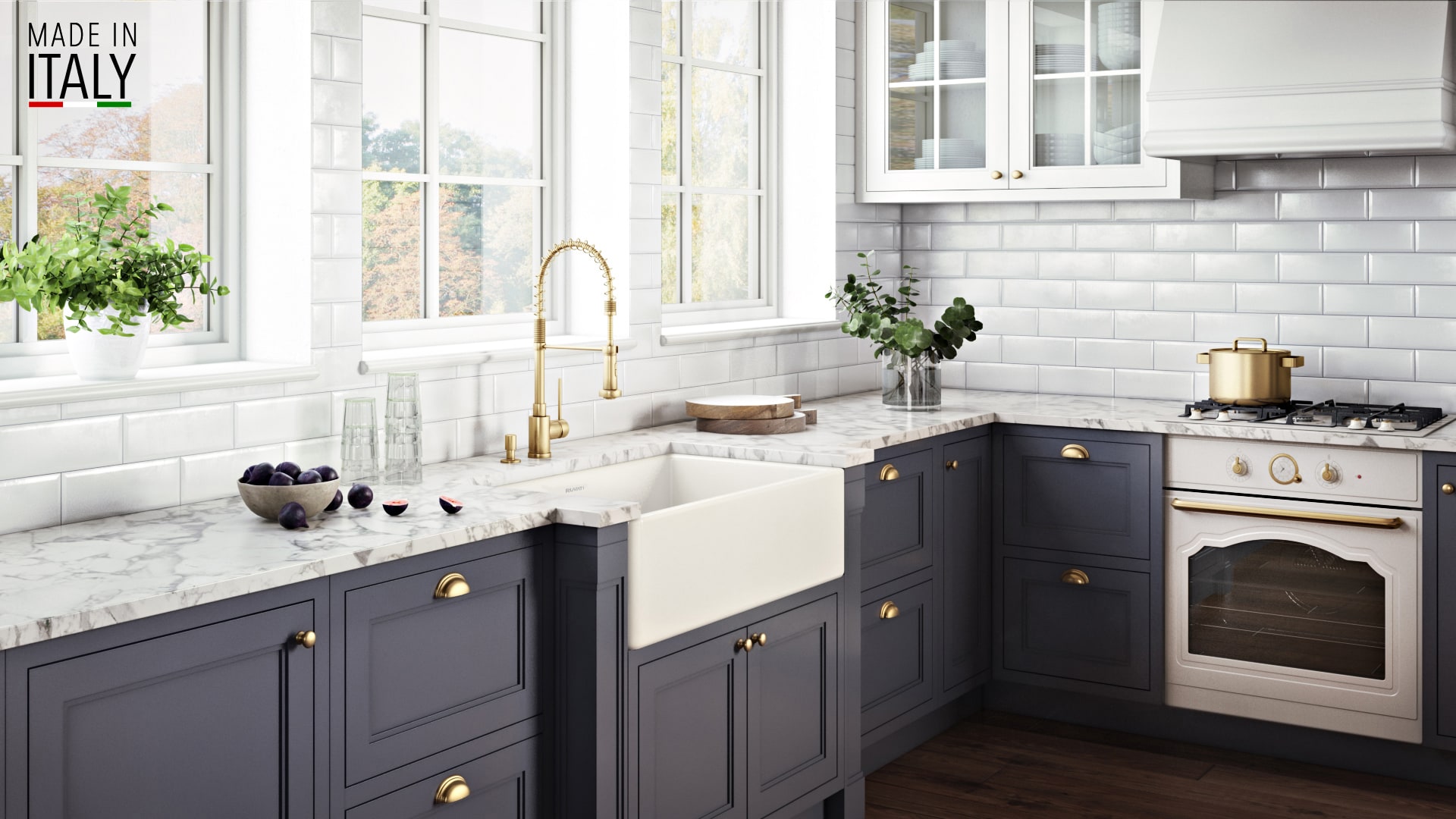 Ruvati 30" Light Biscuit Fireclay Farmhouse Kitchen Sink