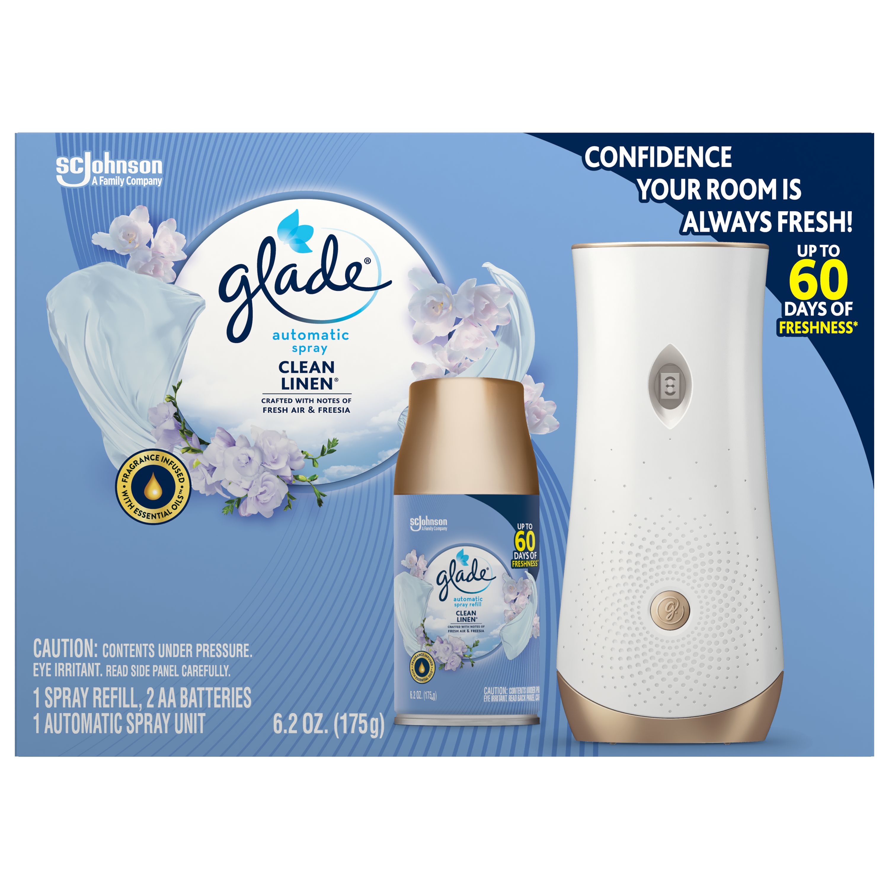 Glade Automatic Spray Kit 6.2-oz Clean Linen Device/Refill Air Freshener in  the Air Fresheners department at