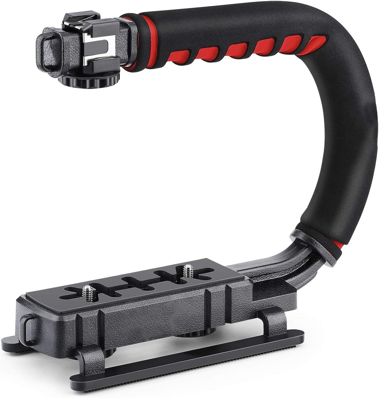 Etokfoks  Stabilizing Video Grip Handle with Cold Shoe and 1 4 Mount for DSLR Camera and Camcorder Low Angle Sports Filming