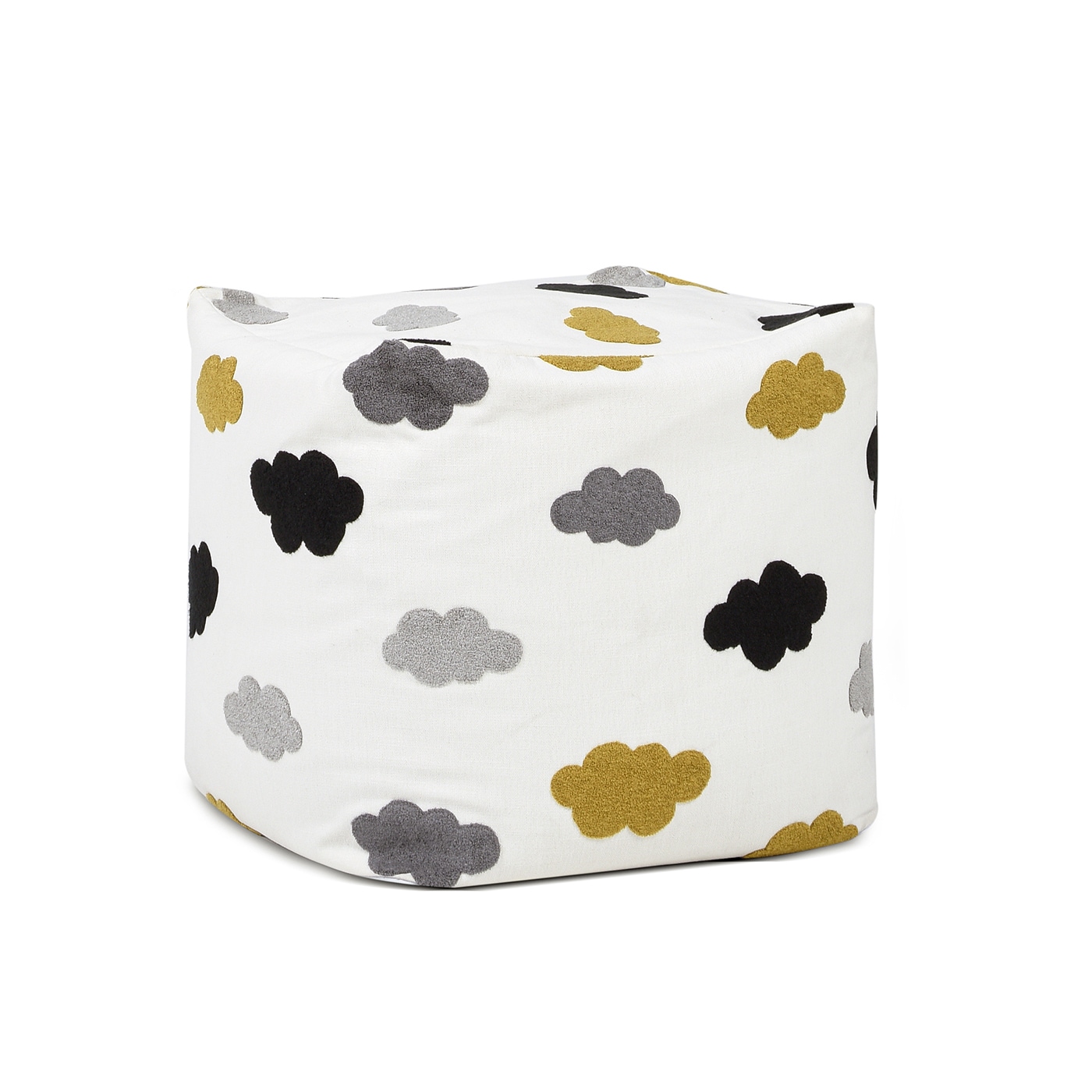 Jennifer Taylor Home LAPC-84553 Pouf Glam Cumulus Cream White Ottoman