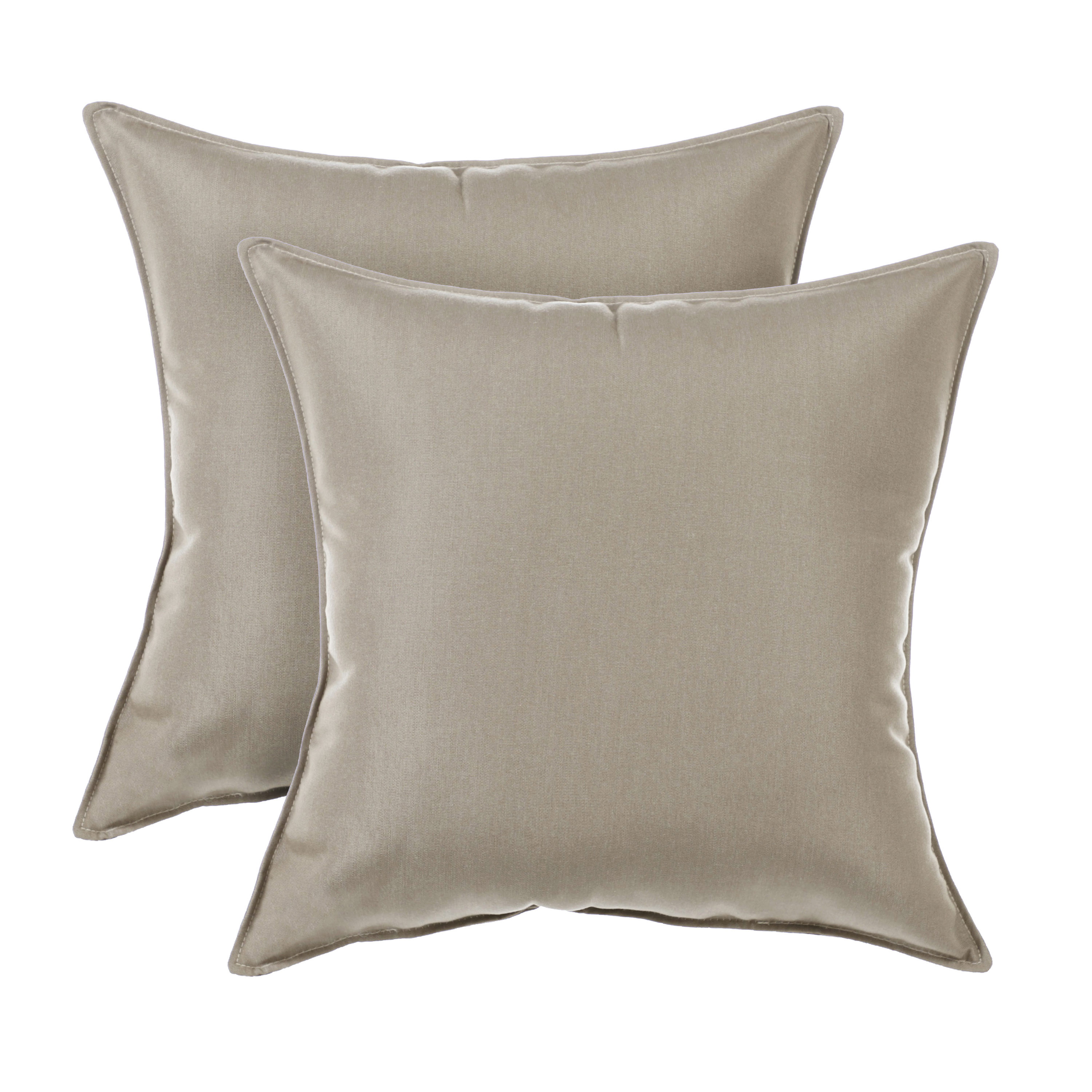 Mozaic Company LW654621SP Noble Grey Sunbrella Canvas Taupe Indoor/Outdoor Top Stitch (Set of 2) 20 in Pillows