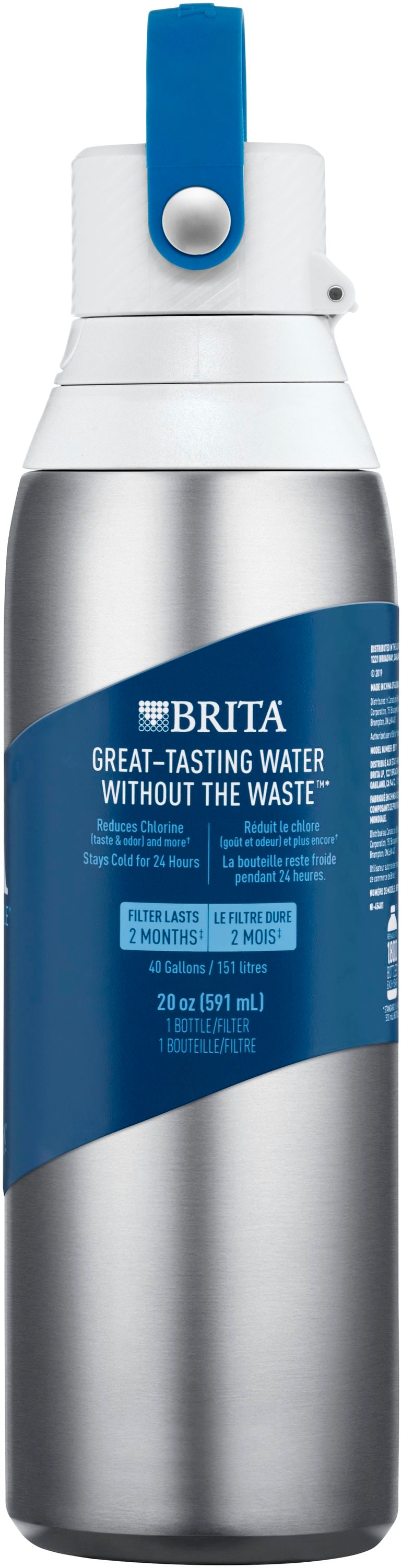 Brita 20oz Premium Double Wall Stainless Steel Insulated Filtered Water  Bottle - Light Blue