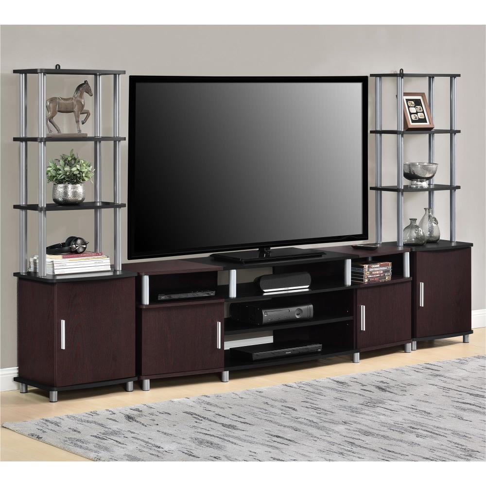 Carson Cherry and Black Composite Wood TV Stand for 70" TVs