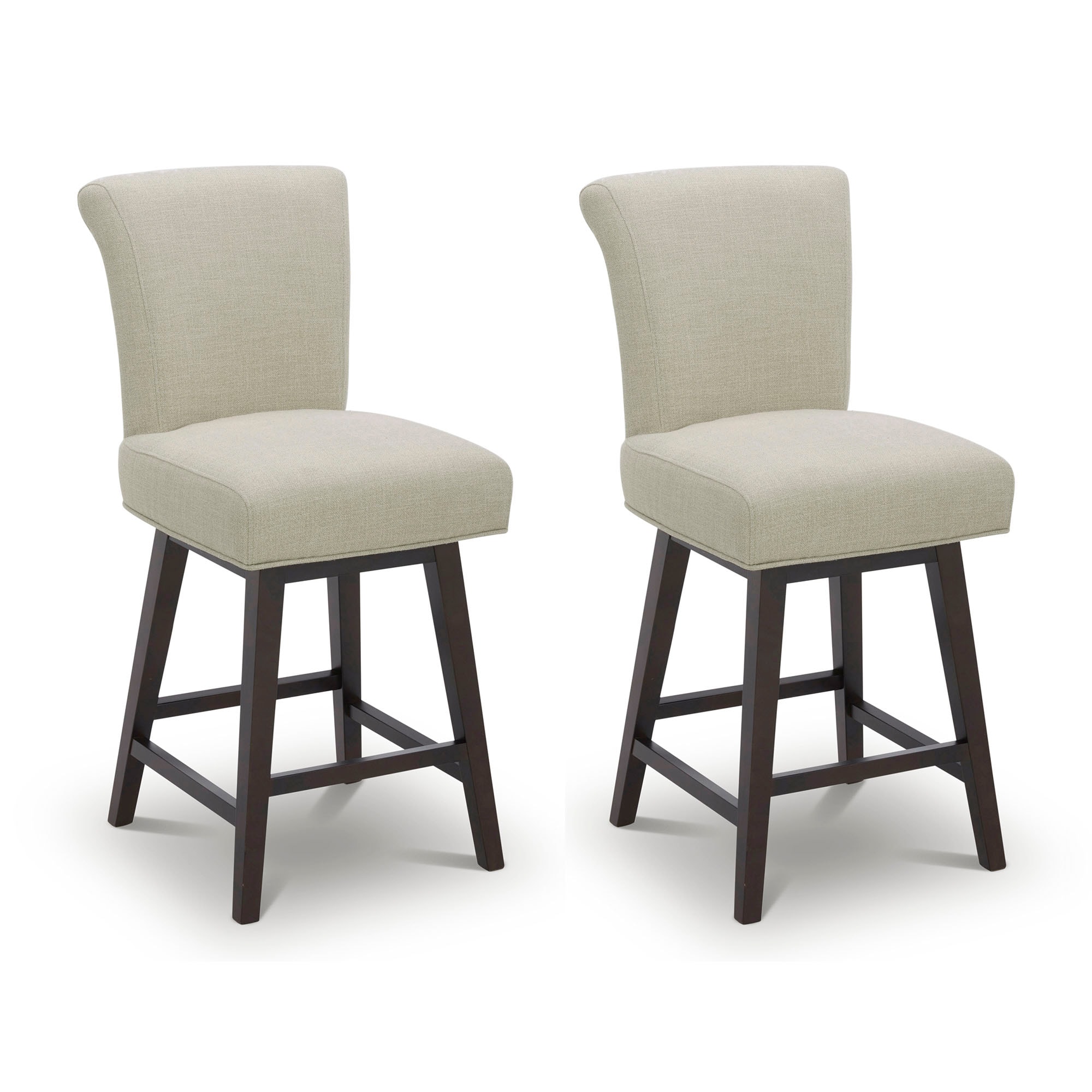 Circle 55 2-LWSY606D-C0200311T 2 -Set Linen 26-in H Counter height Square seat Upholstered Swivel Wood Bar Stool and Back