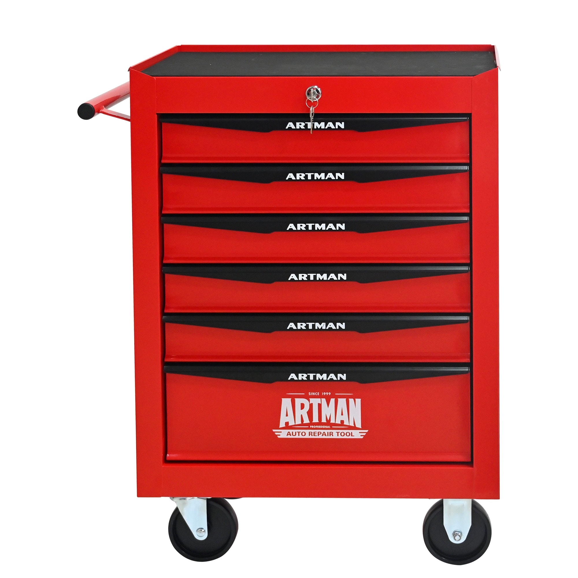 HyperDrop Cart Rolling Metal Tool Chest With 6 Drawers 20 Inch 6 Drawer Tool Chest Cabinet With Ball Bearing Drawer Slides Steel Tool Storage Box Organizer Red And Black