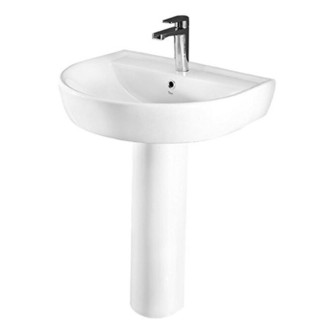 White Composite Pedestal Sink Combo, Round Pedestal Sink