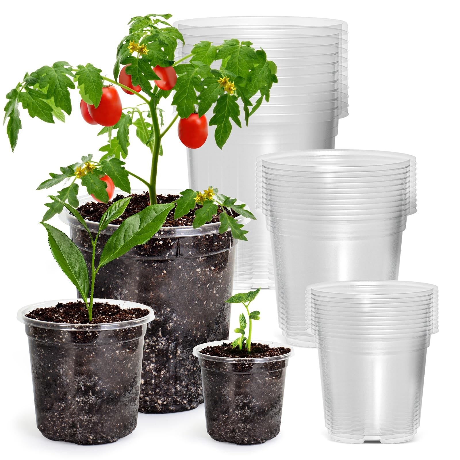 Adrinfly -  30 pack clear nursery pots with drainage hole includes 10 pcs 7 inch 10 pcs 5 inch 10...
